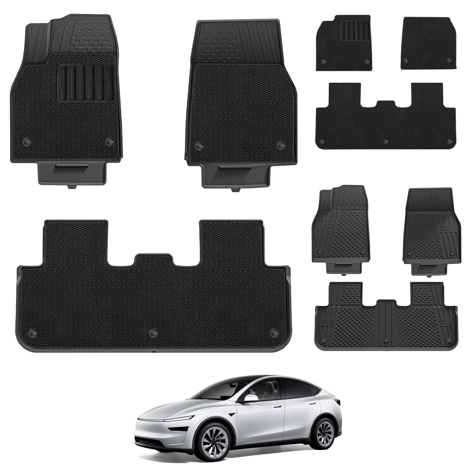 3W Tesla Model Y Neu 2025 2026 Juniper Fußmatten und Autoteppiche, TPE Allwetter Maßgeschneiderte Fußmatten 1-2 Reihen und Teppich-Fußmatten Set Tesla Model Y 2025 Autofußmatten Zubehör Model Y Juniper Fußmatten und Autoteppiche Angebot bei HelloDeals
