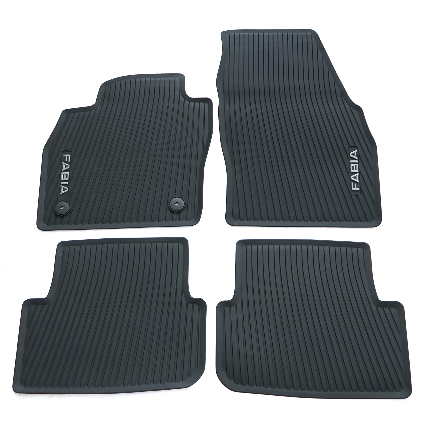 Skoda 6VB061500 Gummi Fußmatten 4X Gummimatten Allwettermatten, mit Fabia Schriftzug, Schwarz Angebot bei HelloDeals