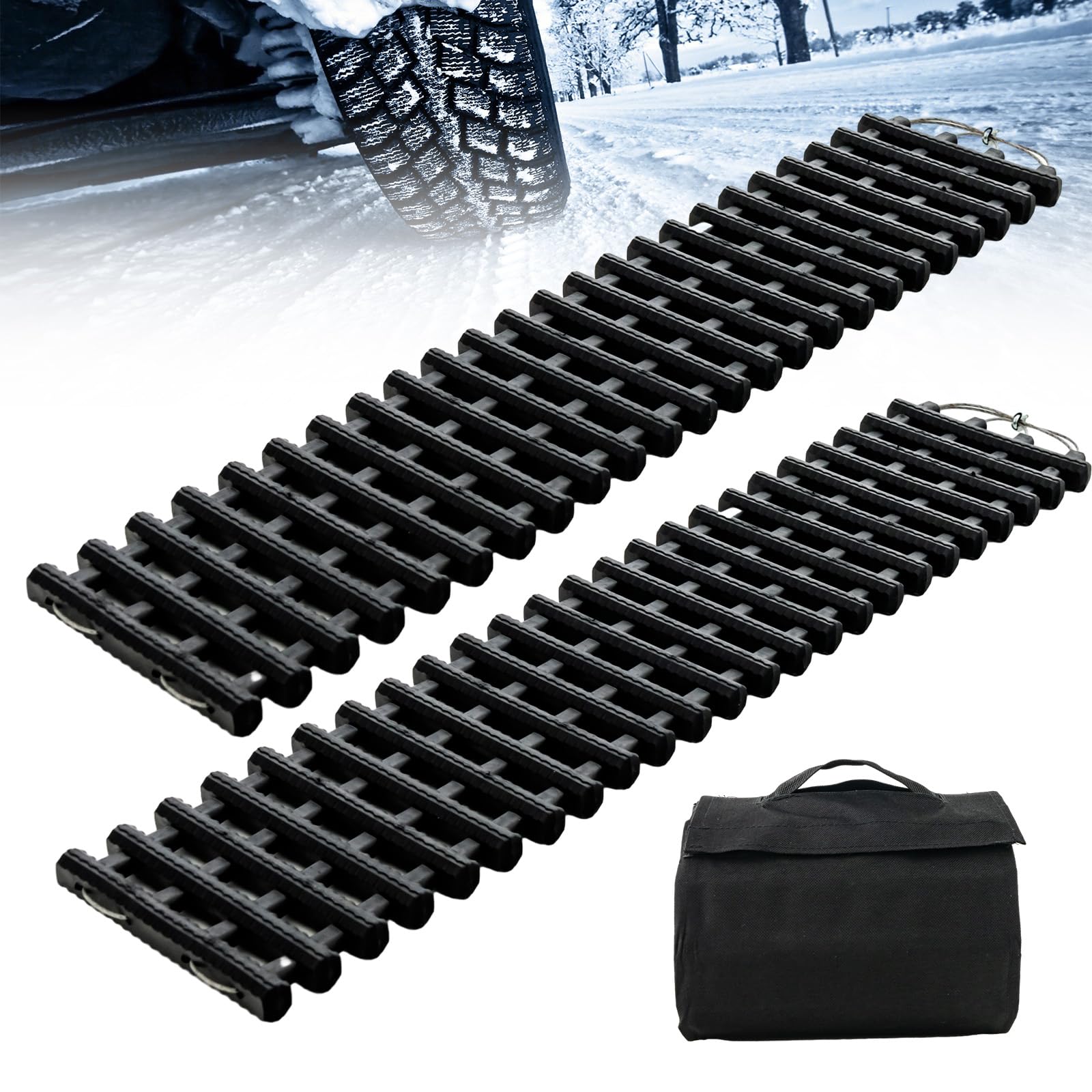 COSTWAY 2 Stücke Anfahrhilfe Auto, Sandbleche Offroad, Traktionsmatte für Sand Schnee EIS Schlamm, Offroad Tracks Traction Mats, Traktionshilfe mit Tasche für Wohnmobil/PKW/LKW (98 x 21 x 2,8 cm) Angebot bei HelloDeals