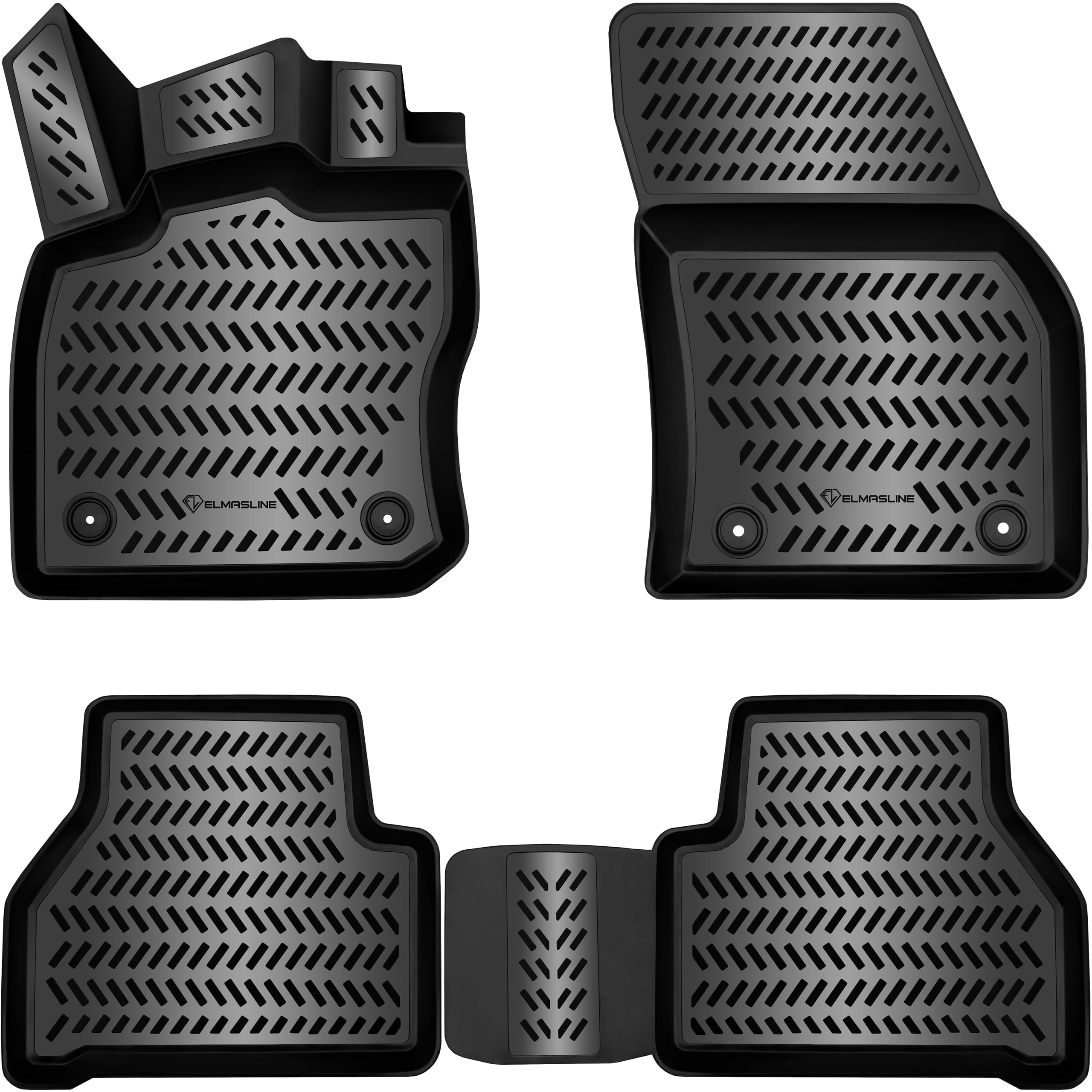 ELMASLINE 3D Gummimatten Set für VW Caddy 5 (V) 2020-2026 | Extra hoher 5cm Rand - Fußmatten Angebot bei HelloDeals
