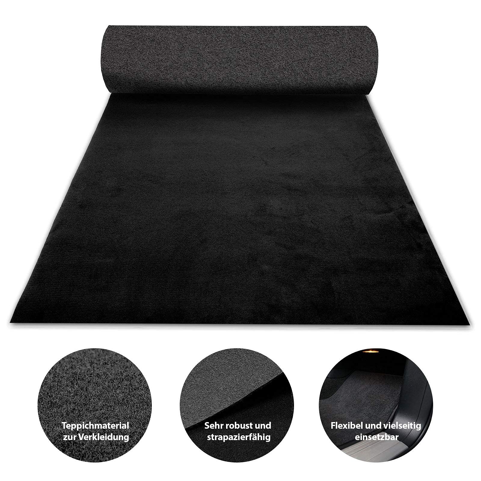 Floordirekt Autoteppich M Kofferraummatte | Innenraumverkleidung für Auto Restauration & Instandhaltung aus hochwertiger Velours-Oberfläche | Meterware Kofferraum Schutzmatte 4mm Schwarz 100 x 50 cm 100 x 50 cm Schwarz Angebot bei HelloDeals