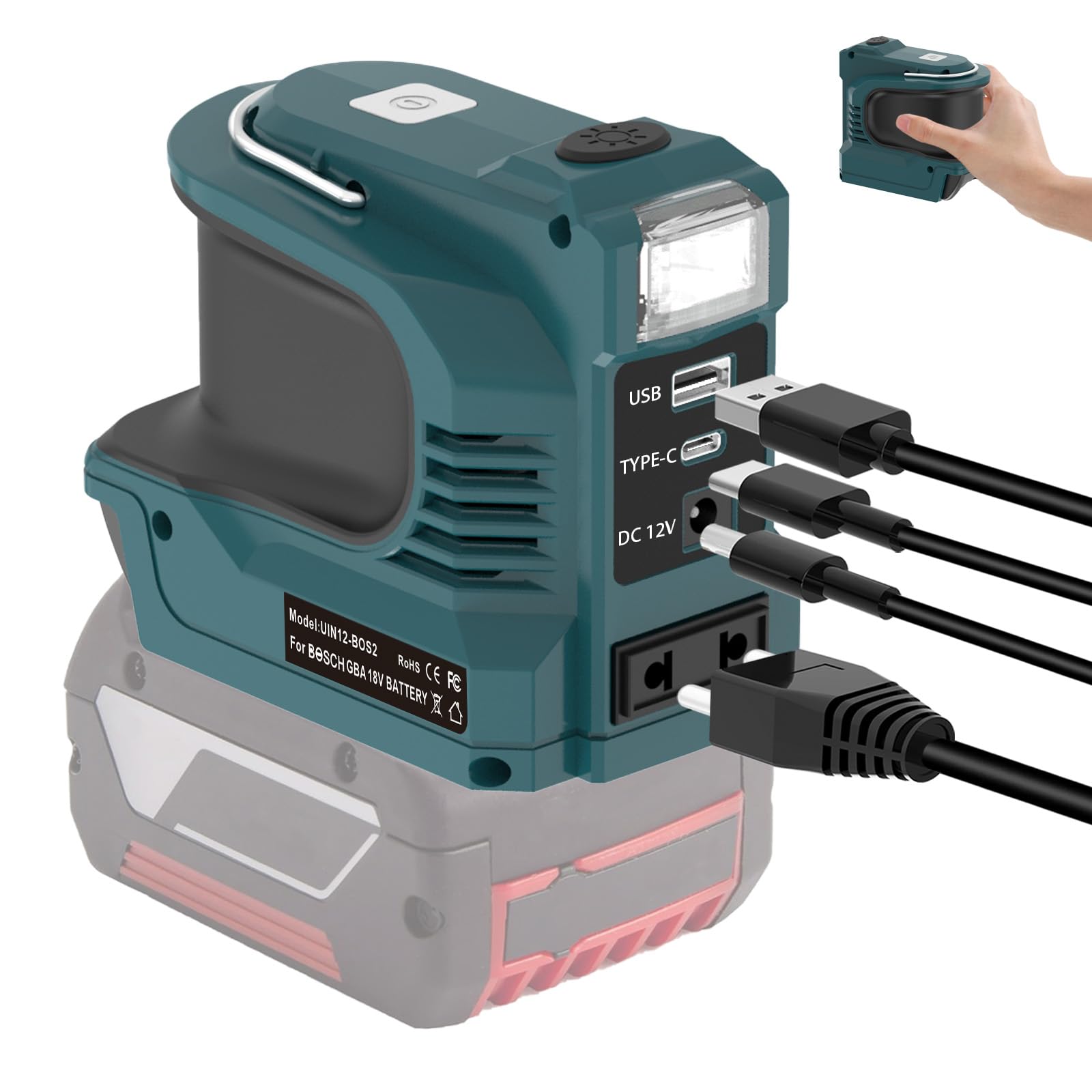 Wechselrichter für Bosch 18V Akku,180W DC 18V zu AC 220V Wechselrichter,Portable Power Station Generator,Ladegerät Adapter Batteriebetriebene Steckdose mit USB Ports & Typ-C & AC Steckdose Angebot bei HelloDeals