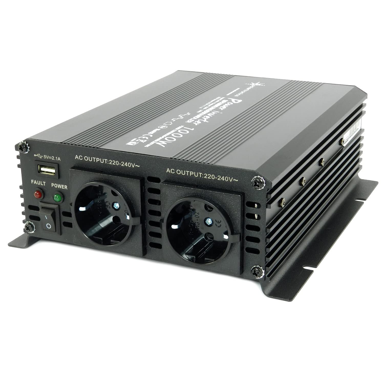 SOLARTRONICS NM1000 24V 1000 Watt SCHWARZ Spannungswandler - 2000 Watt Spitzenleistung - Wechselrichter 24V auf 230V Single Angebot bei HelloDeals