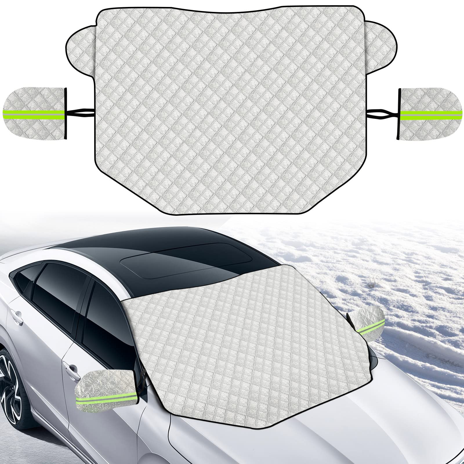 sukudon Frontscheibenabdeckung, Auto Scheibenabdeckung Windschutzscheibe Frost/Sonnenschutz Auto Frontscheibe Eisschutzfolie mit Magnet (145 * 118cm) faltbar Angebot bei HelloDeals