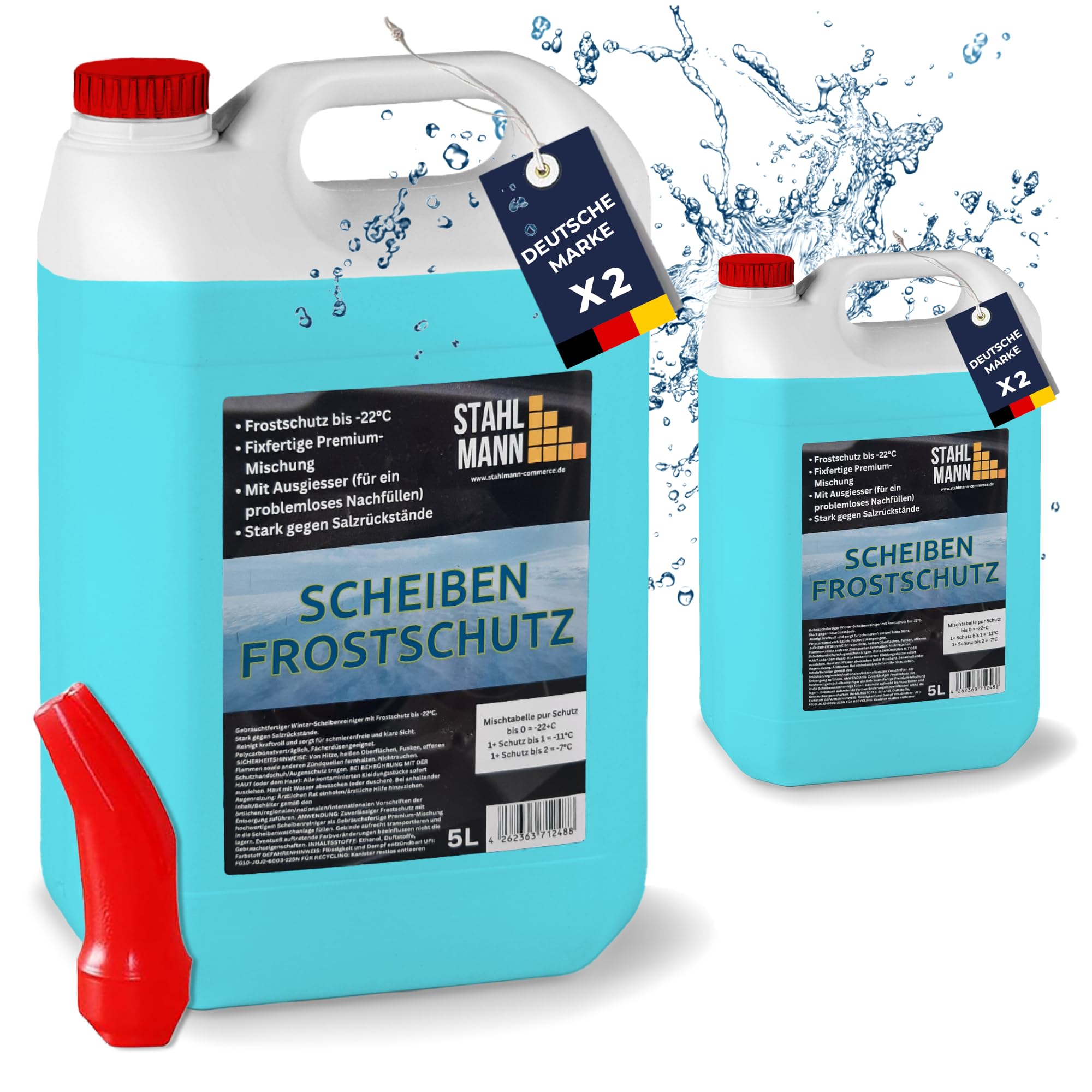 STAHLMANN® Scheibenfrostschutz 2x5 L [MADE IN GERMANY] - ScheibenfrostschutzKonzentrat für klare Sicht – Scheibenfrostschutzbis -22°C Angebot bei HelloDeals
