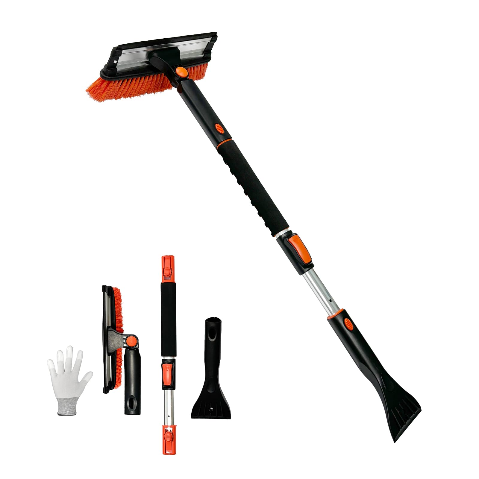 DU Life Eiskratzer Auto mit Besen 39'' Lang Ausziehbarer Schneebesen Abnehmbarer Eisschaber mit Schaumstoffgriff & Drehbarer Bürstenkopf für Auto LKW PKW SUV etc... Angebot bei HelloDeals