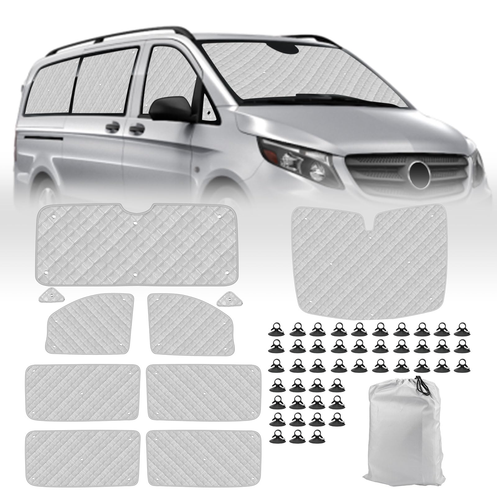 Opaltool Thermomatte Fahrerhaus Innen für Mercedes-Benz VITO III W447/Viano 2014-2022, 10PCS LWB UV- & Wasserschutz Sonnenschutz Frontscheibe Innen für Wohnmobil Privatsphäre & Temperaturkontrolle 10PCS VITO W447, LWB Angebot bei HelloDeals