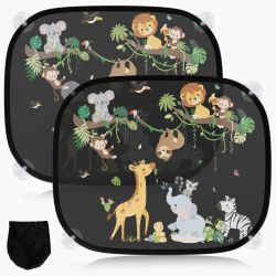 2 Stück Sonnenschutz Auto Baby mit UV Schutz, Sonnenblende Auto Kinder 45x36.5 cm mit 8 Saugnäpfen und Süßen Tier (Rebe Tiere) Angebot bei HelloDeals