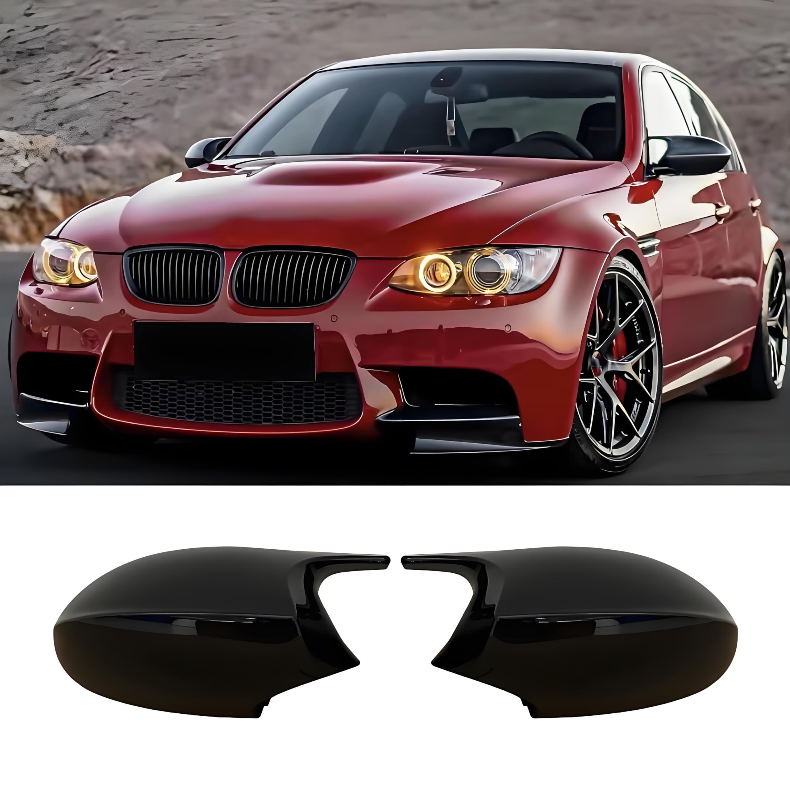 Jinpengyong Spiegelkappen, 1 Paar Auto Rückspiegel Kappe Tür Abdeckung für BMW E81 E82 E87 E88 E90 E91 2005-2008 E92 E93 2006-2009 Glänzend Schwarz (For 1er E81 E87&3er E90 E91 E92 E93 PRE) Angebot bei HelloDeals