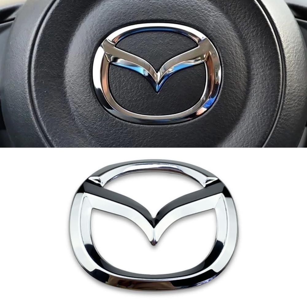 DADYM 1 Psc Emblem Schwarz für Mazda 3 6 CX-3 CX-5 CX-9,4.5cm X 5.7cm Emblem Logo Aufkleber für Lenkrad Zubehör/Motorhaube Vorne und Hinten und Kofferraum Logo Key Remote Control Emblem,Silver Angebot bei HelloDeals