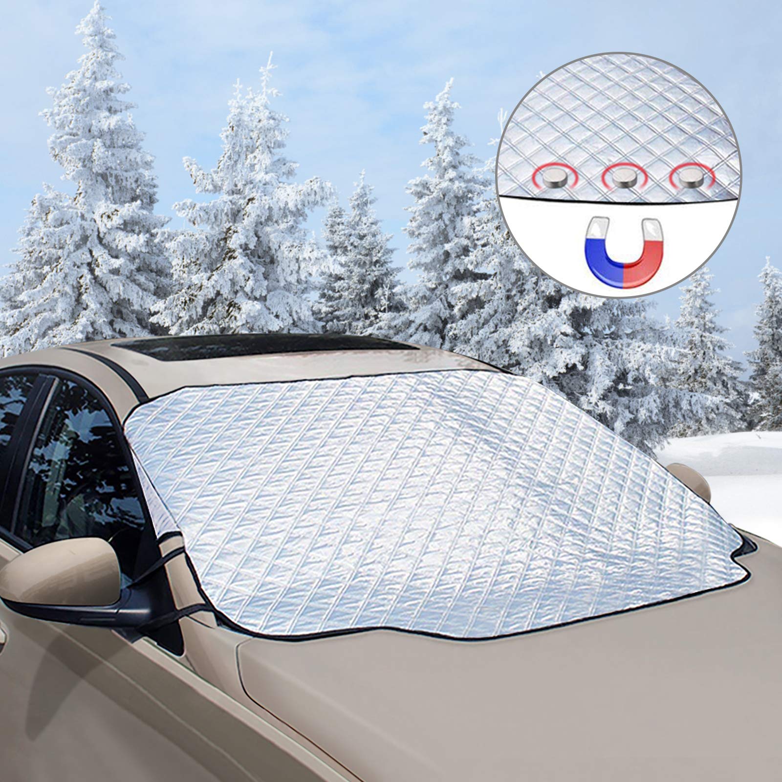 unibelin Frontscheibenabdeckung Auto, Scheibenabdeckung Winterabdeckung Eisschutz Magnet Fixierung Faltbare Windschutzscheibe Auto Abdeckung gegen Schnee, EIS, Frost, UV-Strahlung, Sonne, Staub Angebot bei HelloDeals