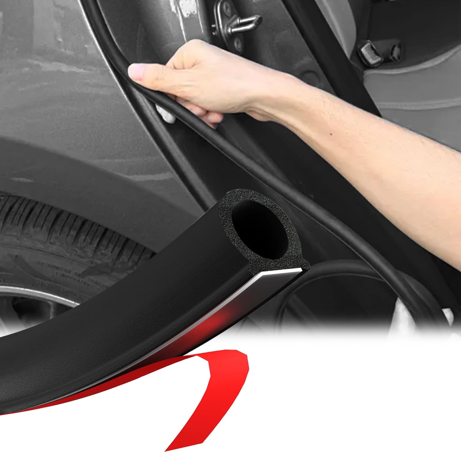 Auto Türdichtung Selbstklebend Gummidichtung, 8M D-Form Gummi Kantenschutz Fensterdichtung, Schallschutz Wasserdicht Universal Gummidichtung Autotür für PKW, Transporter, Oldtimer 8M 15*15mm Angebot bei HelloDeals