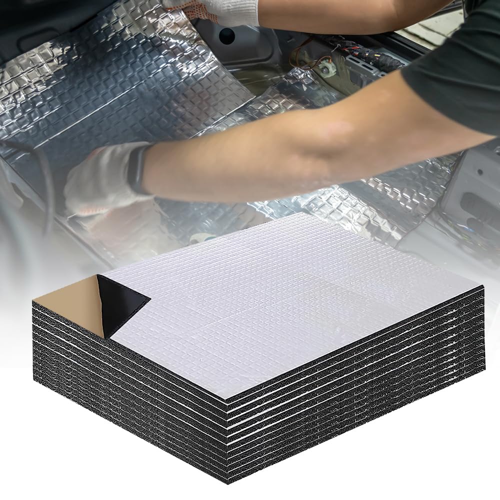 YANGUN Dämmmatte Auto, 12 Stück schallschutzmatte auto, Antidröhnmatte Selbstklebend, Feuerfest Feuchtigkeitsfest Wasserdicht Isoliermatte für Kofferraum, Tür, Motorhaube 250x180x5mm (12) (12) Angebot bei HelloDeals