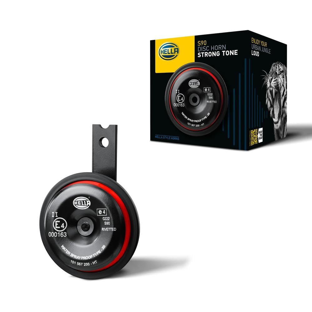 HELLA 3AL 922 000-961 Horn - S90 - 12V - 113dB(A) - Frequenzbereich: 415Hz - Hochton - Gehäusefarbe: rot/schwarz - Flachsteckanschluss Angebot bei HelloDeals