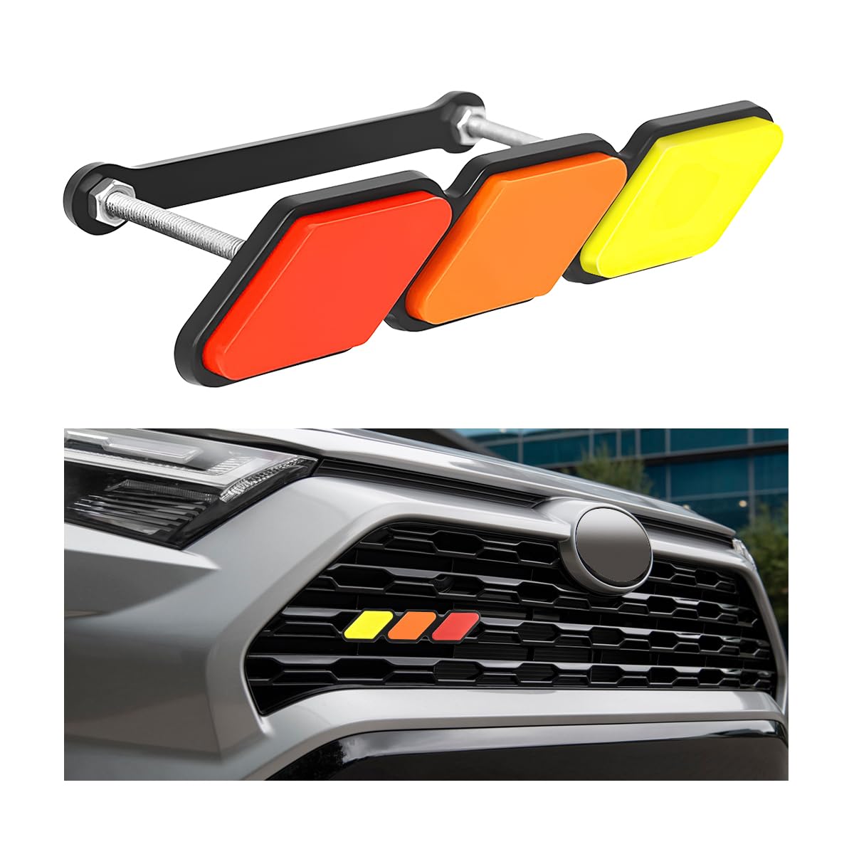 CGEAMDY Auto Kühlergrill Einsatz Trim, 3 Farben Kühlergrill Badge Grillemblem, Car Styling Zubehör Kühlergrill Badge Emblem Dekoration Logo für Car Truck Tag(Rot) Angebot bei HelloDeals