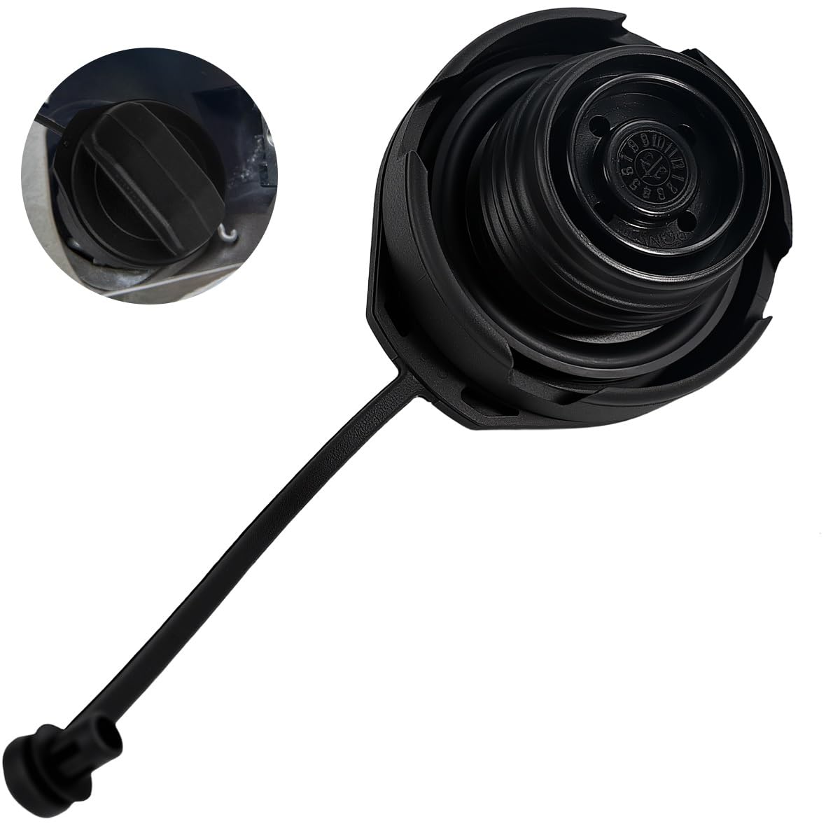 FuxFuis Tankdeckel mit Halteband, Tankverschluss Kraftstofftankdeckel Schwarz Auto Tankdeckel Durchmesser 4 cm Treibstoff Deckel Notfall-Tankdeckel Kompatibel mit verschiedenen Auto-Kraftstofftanks Angebot bei HelloDeals