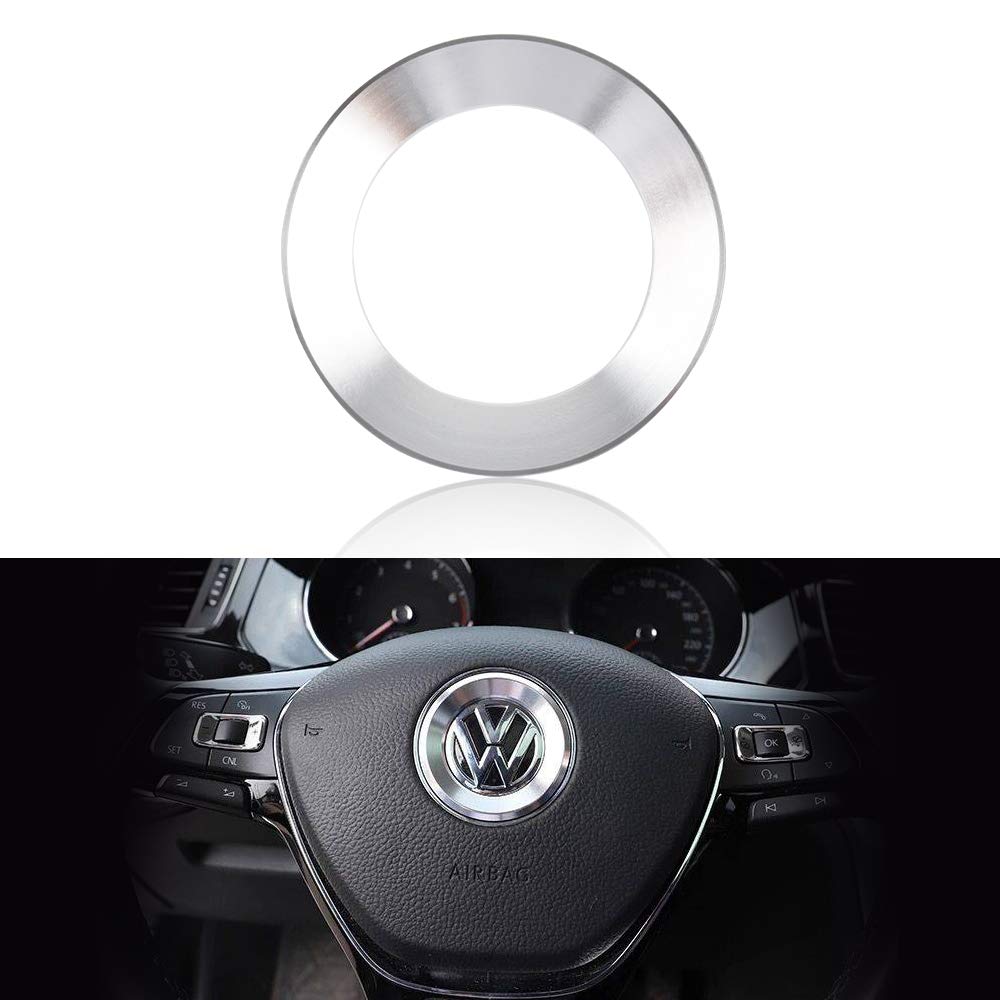 VDARK kompatibles Lenkrad Logo Kappen Dekoration Aufkleber Aluminiumlegierung für VW Volkswagen Zubehör Bling Jetta Passat Golf Tiguan Arteon Atlas enthält Trim Trim Rot Silber Blau (Silber) Angebot bei HelloDeals