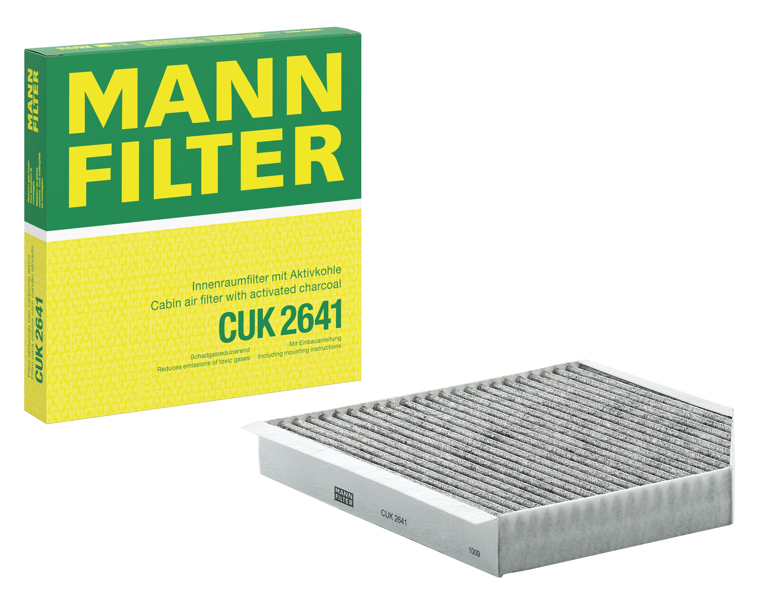 MANN-FILTER CUK 2641 Innenraumfilter/Kabinenluftfilter - Pollenfilter mit Aktivkohle - für Pkw + Transporter CUK Single Angebot bei HelloDeals