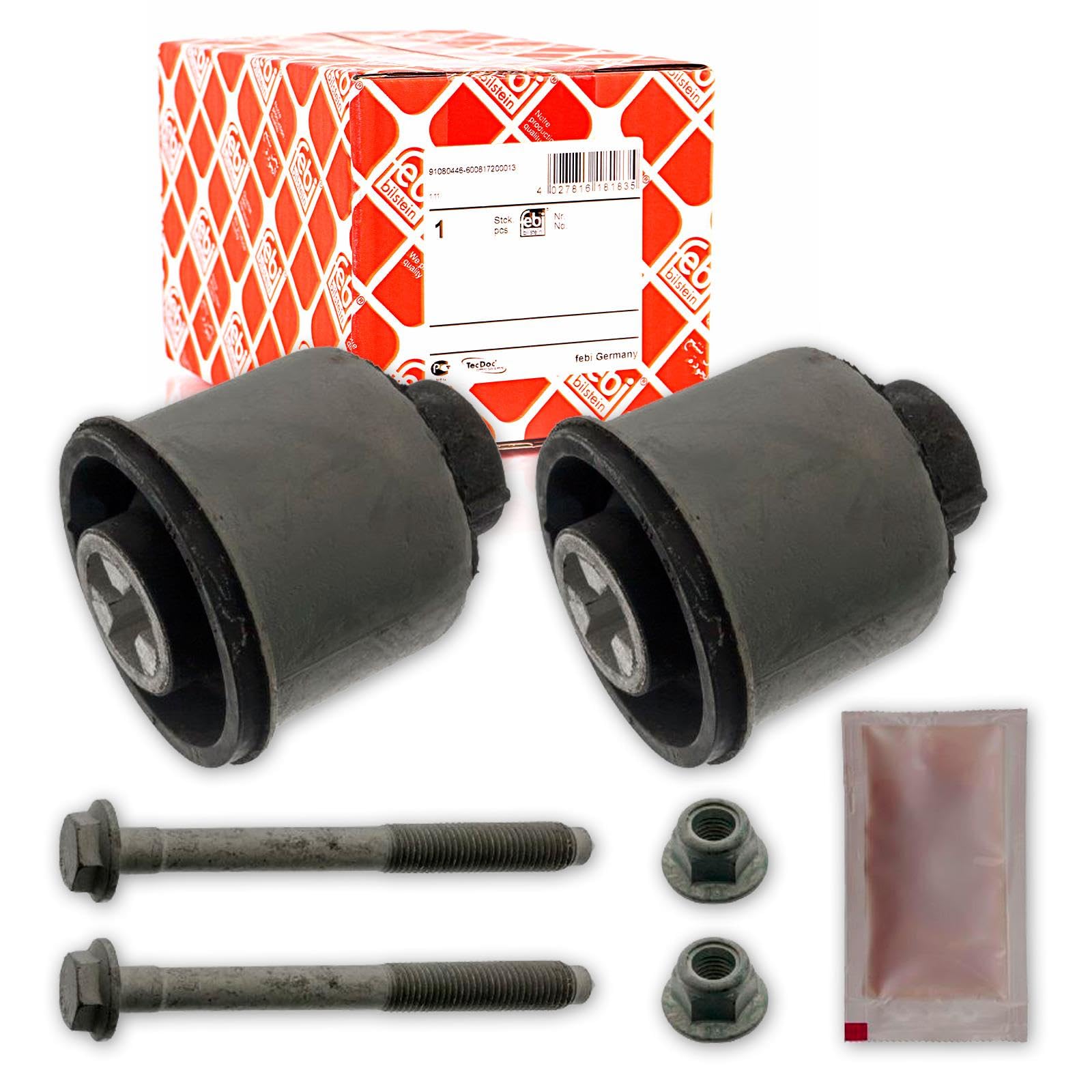 febi bilstein 31722 Achskörperlagersatz mit Schrauben, Muttern und Fett, 1 Stück, Schwarz Single Angebot bei HelloDeals