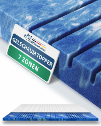 AM Qualitätsmatratzen 7 Zonen Deluxe Gel Topper 180x200cm RG50 - Made in Germany - Atmungsaktiver Gelschaum Topper 180x200-8cm - Kühlende Matratzenauflage mit Lyocell Bezug und Anti-Rutsch Funktion 180 x 200 cm Angebot bei HelloDeals
