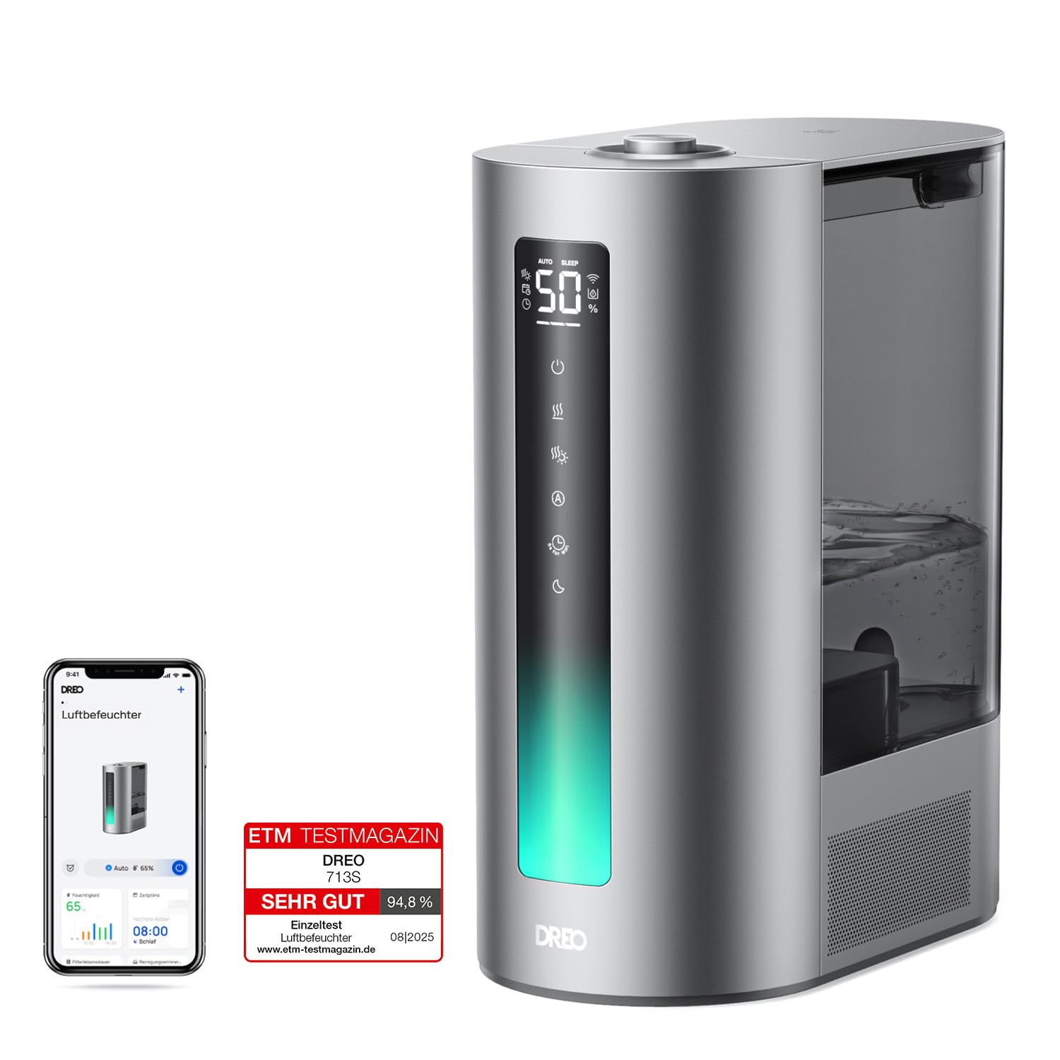 Dreo 6L Smart Luftbefeuchter für große Räume, Warm- und Kaltnebel für Schlafzimmer, 60 Std. Laufzeit, präziser Feuchtigkeitssensor, Aromadiffusor und kompatibel mit Alexa. Silber Angebot bei HelloDeals