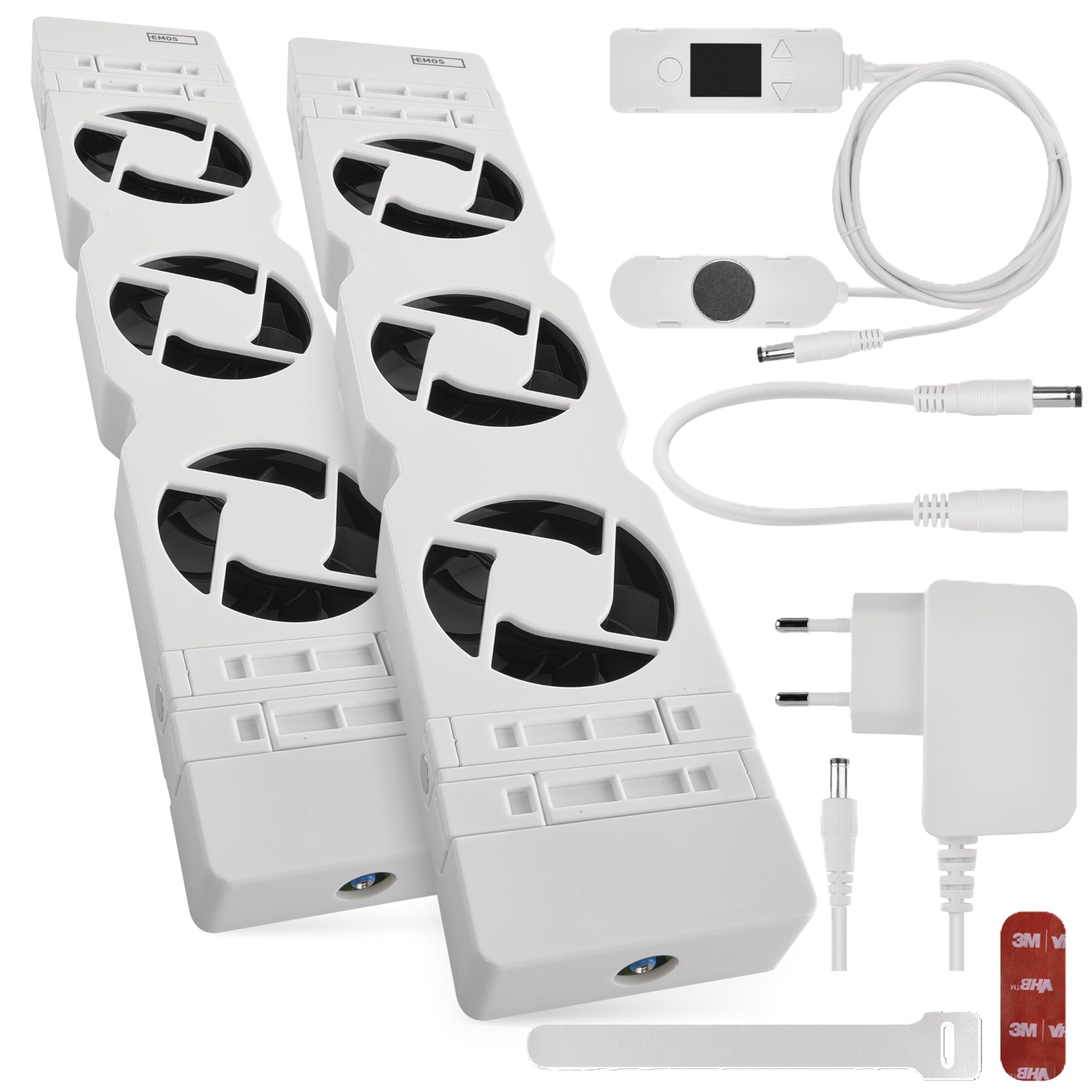 EMOS Heizung-Ventilator zum Sparen von Energie und Heizkosten, Starterset DUO, 2 Stück Heizgebläse inkl. Temperatursensor mit Regler, Ladegerät und Zubehör, Luftdurchsatz 36 m3/h pro Ventilator Angebot bei HelloDeals