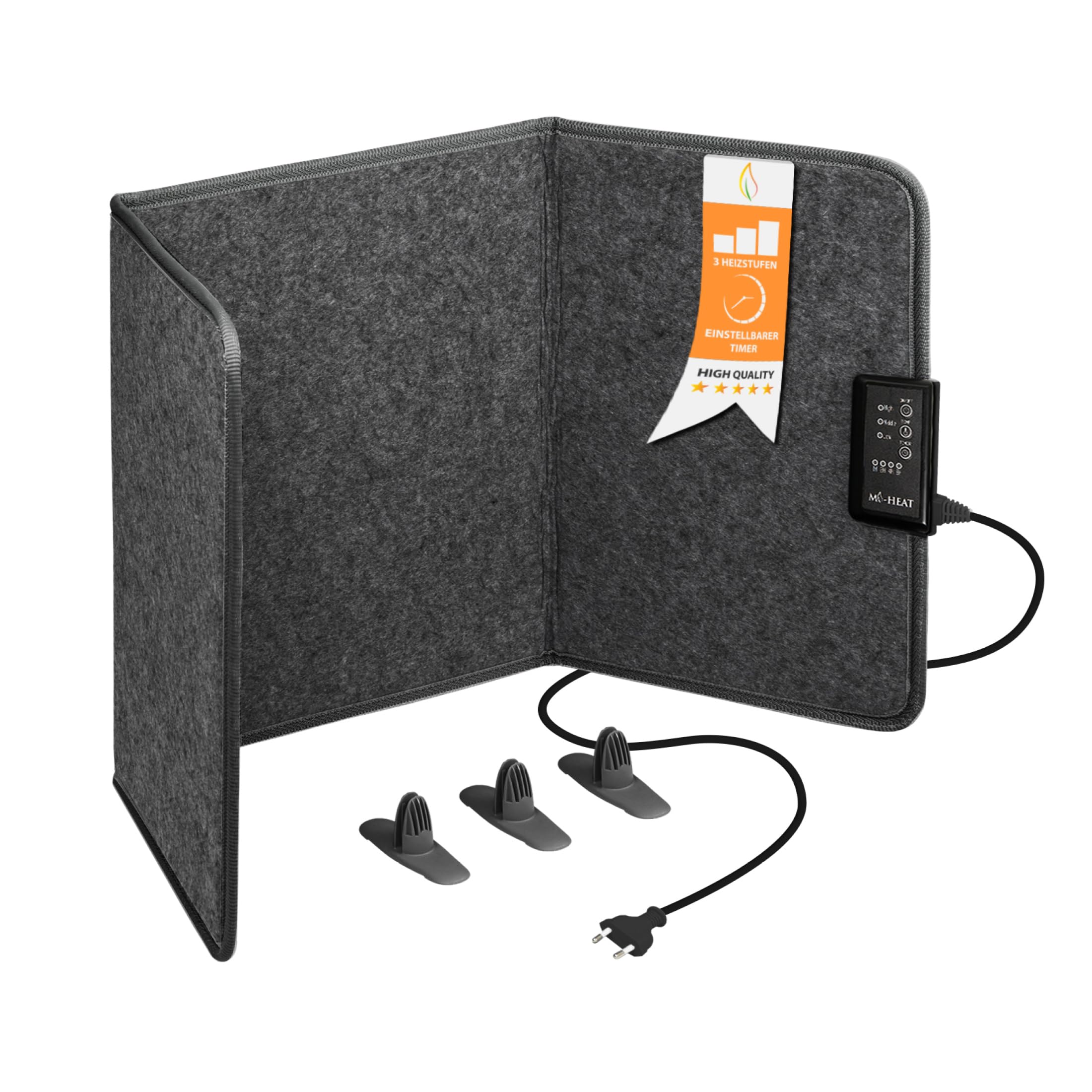 Mi-Heat Infrarot Schreibtischheizung Heizpaneel 260W | Standheizung für Büro Schreibtisch Arbeitsplatz unter den Tisch | Temperatur bis zu 60°C faltbar, Grau Angebot bei HelloDeals