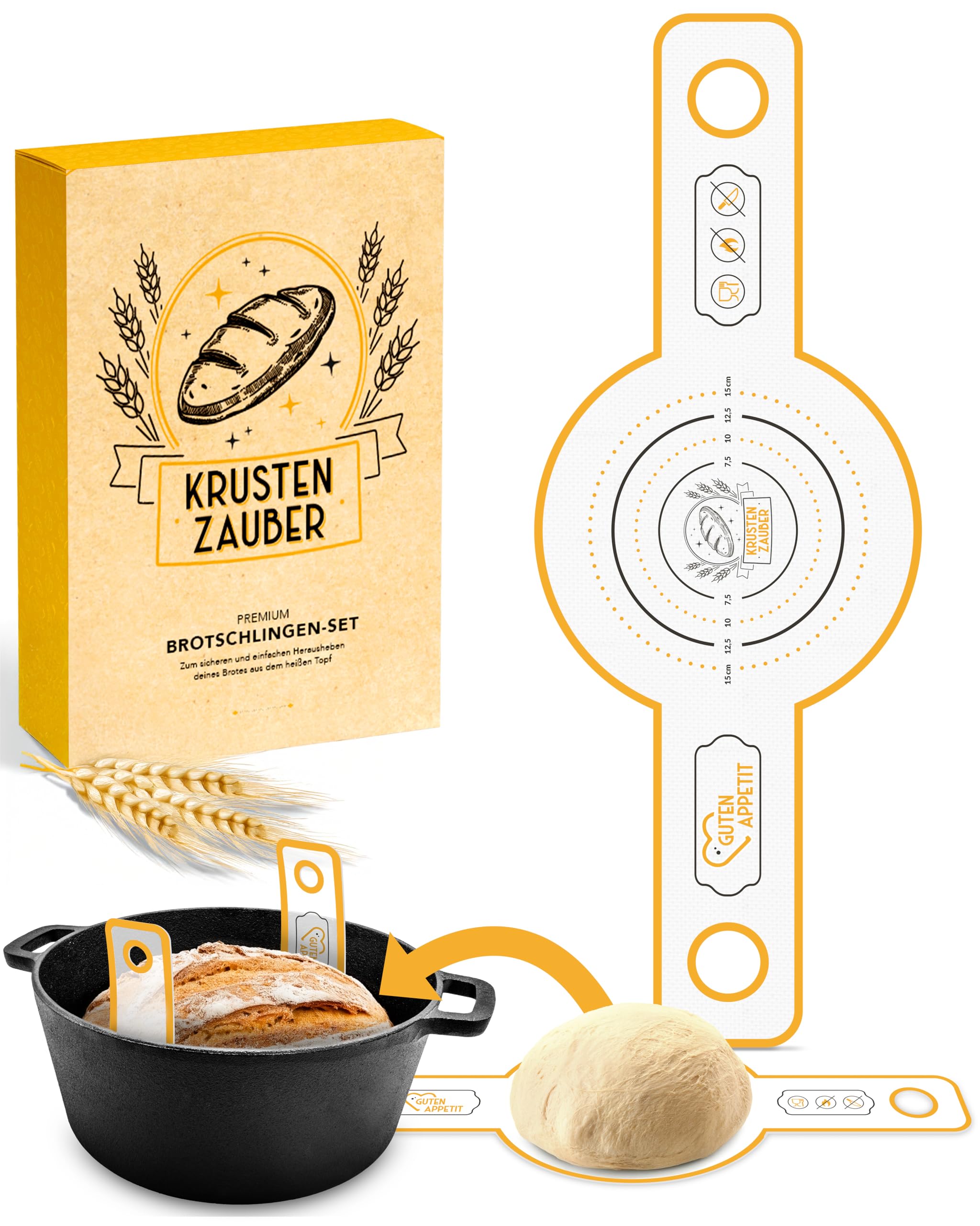 KRUSTENZAUBER Runde Brotschlinge aus langlebigen Silikon als Brot backen Zubehör - Die Brotbackmatte sorgt für reibungsloses Heben des Brotes aus dem Topf - Backmatte Brot, Bread mat, Back matte 1x Brotschlinge Rund Angebot bei HelloDeals