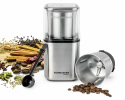 ROMMELSBACHER Gewürz und Kaffee Mühle EGK 200-2 Edelstahlbehälter mit Schlagmesser & Spezialmesser, Füllmenge 70 g, Mahlgrad über Mahldauer wählbar, auch für Pesto, Gewürze, Nüsse, Zucker, 200 Watt Push Funktion am Deckel Angebot bei HelloDeals
