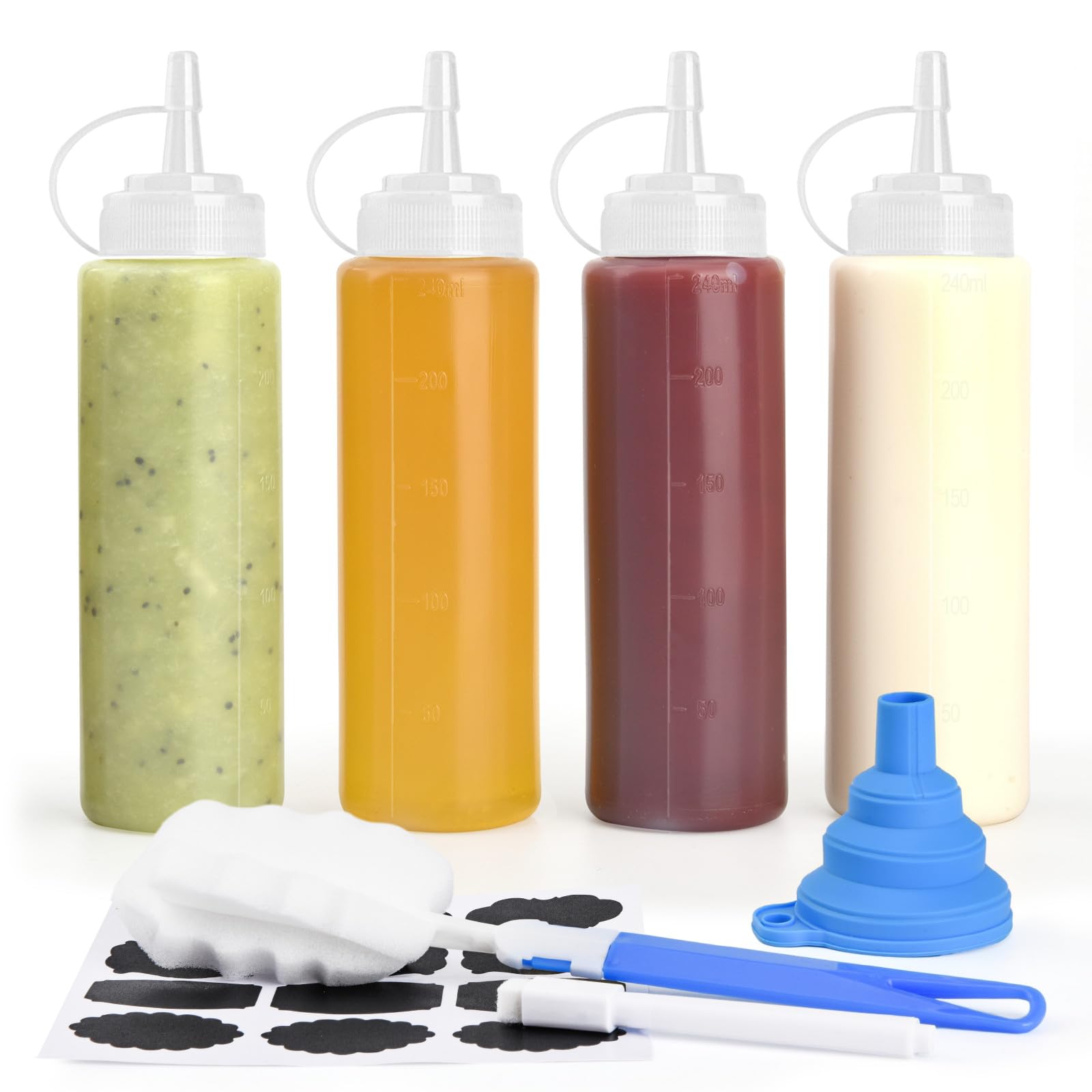 V·Colokishi 4 Pcs 8 oz Gewürz Squeeze Flaschen für Sauce, Kunststoff Quetschflasche, 250ml Dosierflasche Spritzflasche Ölflasche Spender für Ketchup, Heiße Soßen, Grill, Salatsaucen, Malen, Olivenöl 8 oz(4 pack) Angebot bei HelloDeals