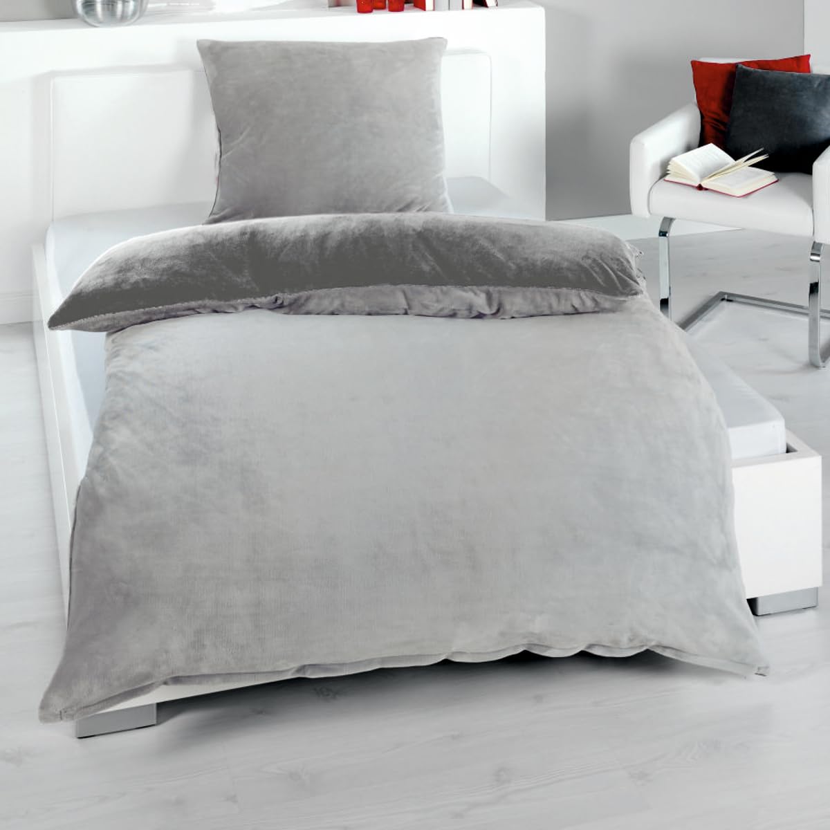 MALIKA Winter Plüsch Wendebettwäsche Nicky-Teddy 'Cashmere Touch' 135-155 - 200x200 Coral Fleece, Farbe:Silber-ANTHRAZIT, Größe:135 x 200 cm 135 x 200 cm Silber-anthrazit Angebot bei HelloDeals