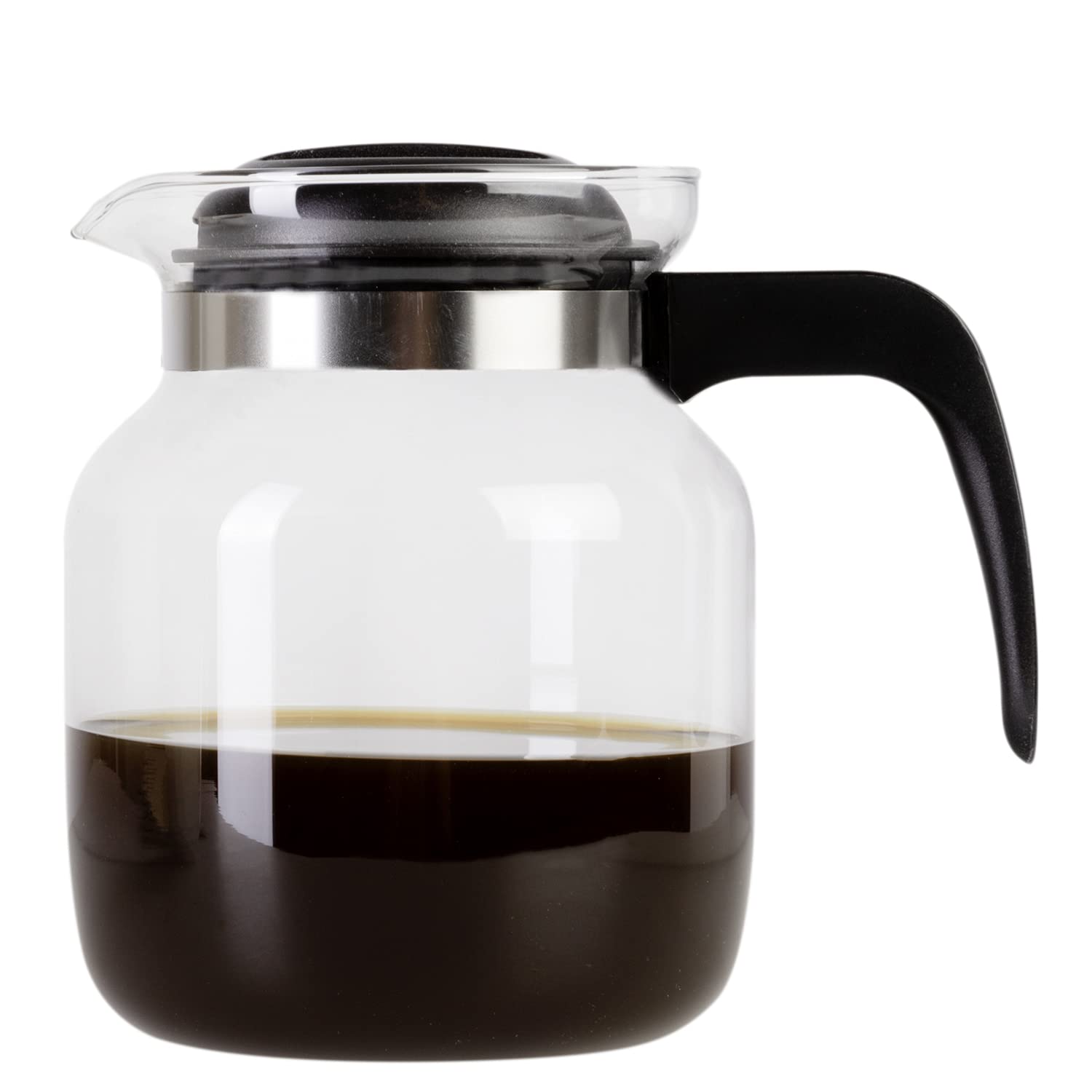 wenco Glaskanne 1,25 l - Ideal für Tee, Kaffee und Kaltgetränke, hitzebeständig, mit Deckel und Ausguss-Öffnung - Spülmaschinenfest und bruchsicher - Transparent/Schwarz Schwarz 1,25 l Angebot bei HelloDeals