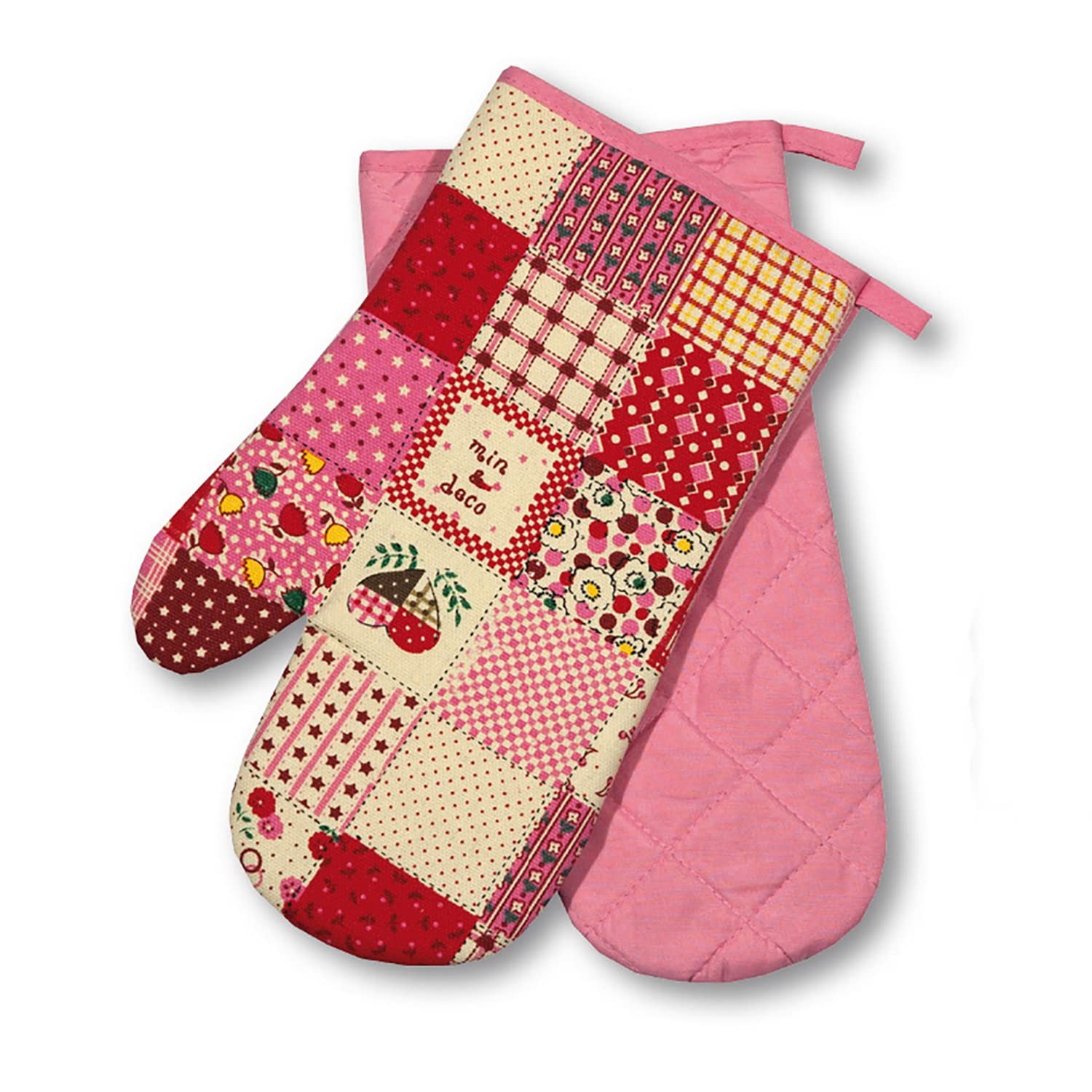 Ofenhandschuhe Kitchen, Patchwork, rosa, 1 Paar, PSA-Kategorie II bis 250°C hitzebeständig, geprüftes und zertifiziertes Produkt Ofenhandschuh Patchwork Angebot bei HelloDeals
