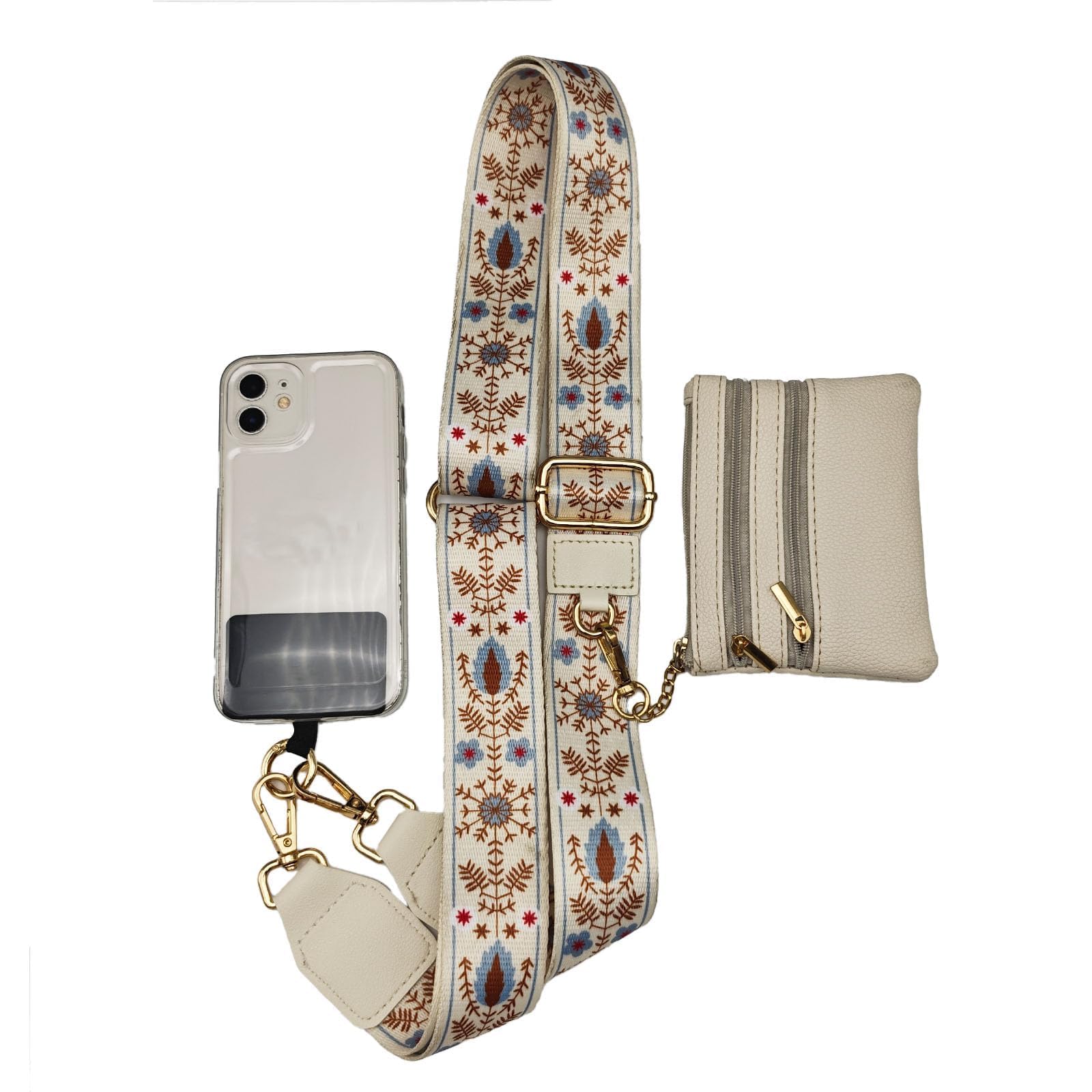 Noverli Handy Umhängeband – Verstellbarer Schulterriemen mit Kartenetui, für alle Smartphone-Modelle, handykette mit Tasche, handykette abnehmbar, Abnehmbar & Einstellbar Cream White Angebot bei HelloDeals