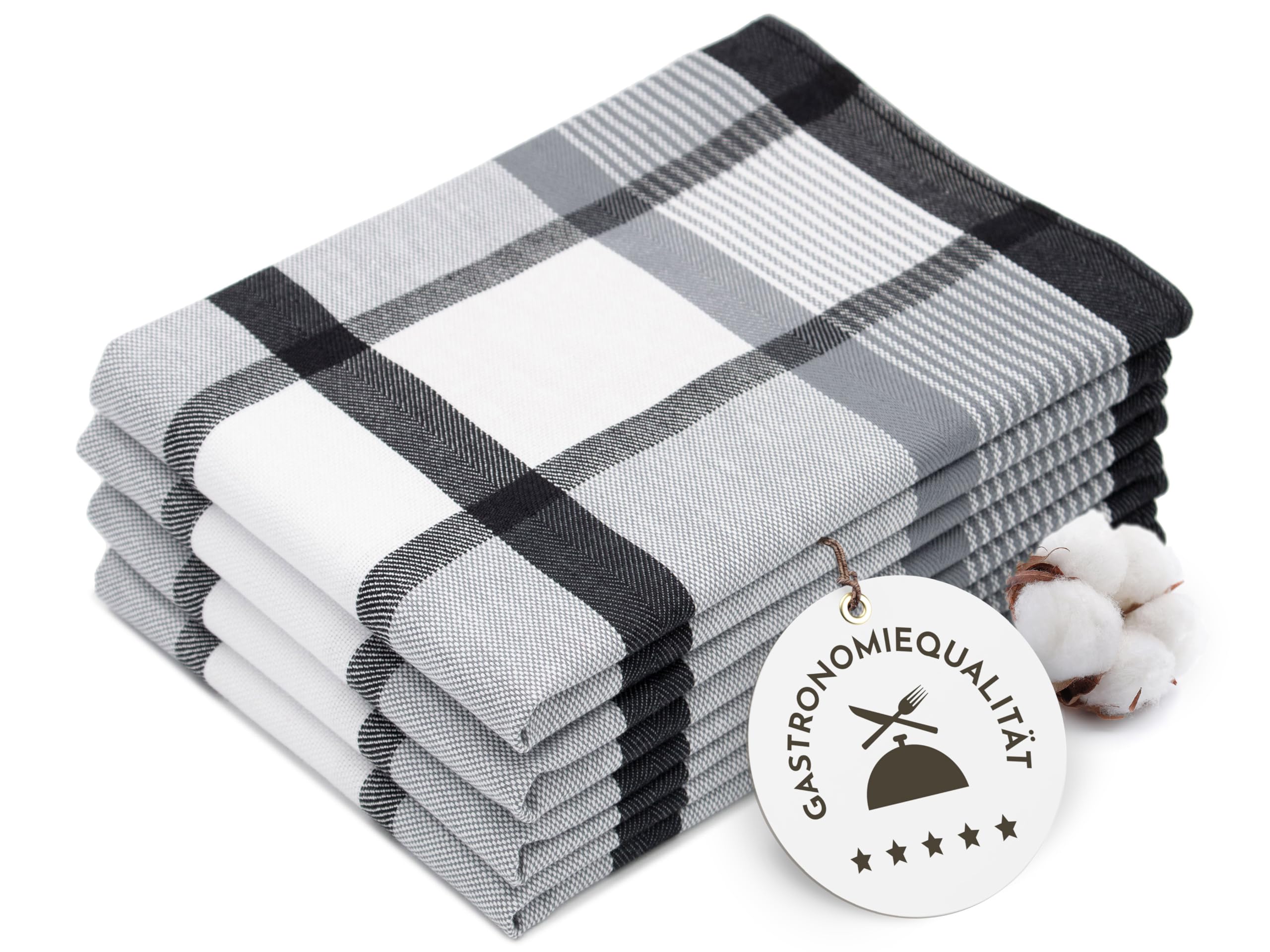 ZOLLNER 4er Set Geschirrtücher Baumwolle in 50x70 cm - saugstarke und robuste Küchentücher - waschbar bis 60°C – in schwarz kariert - Gastronomiequalität - Oeko Tex® Zertifiziert Angebot bei HelloDeals