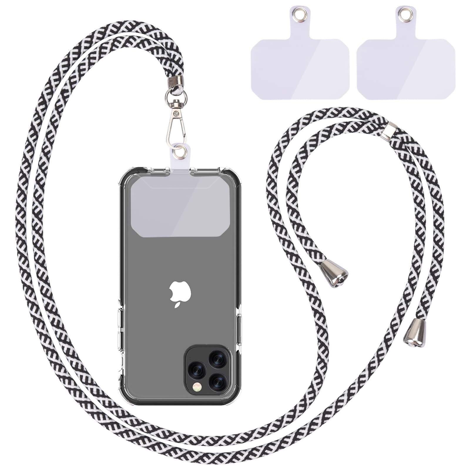 Handykette Universal, Handy Lanyard, Universelles Handy um den Hals hängend mit Pad Handy Lanyard, verstellbar und abnehmbar. (1Schwarz-Weiß-Diagonale) Angebot bei HelloDeals