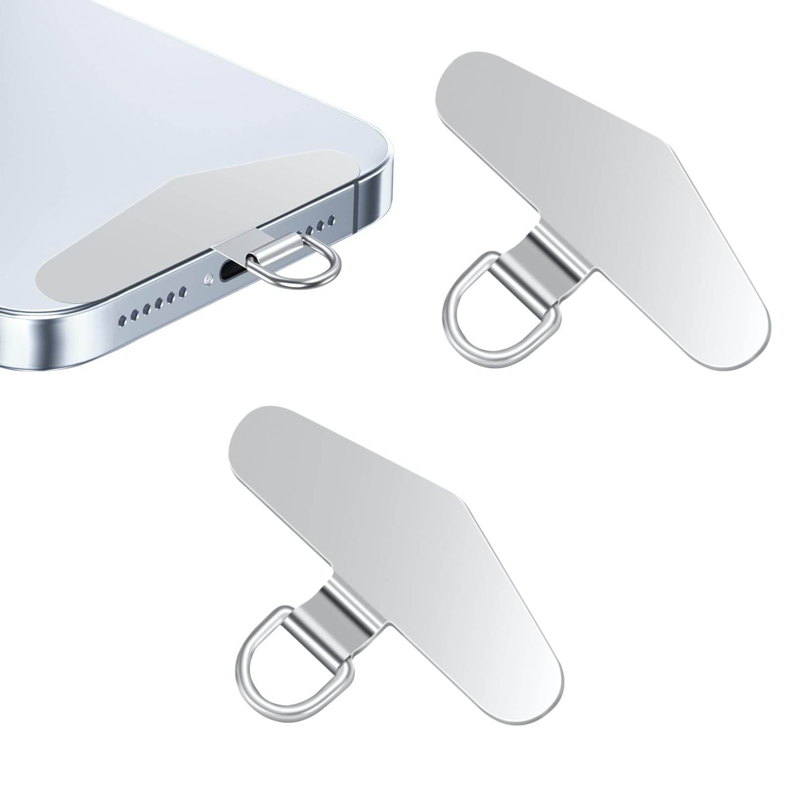 flintronic Handykette Universalpads, 2 Stück Handy Handykette Pads mit Metallring, Telefon Halteband Patch, Edelstahl Multifunktionales Handy Lanyard Pads, Handykette Pads für die Meisten Smartphones #1 A-silber Angebot bei HelloDeals