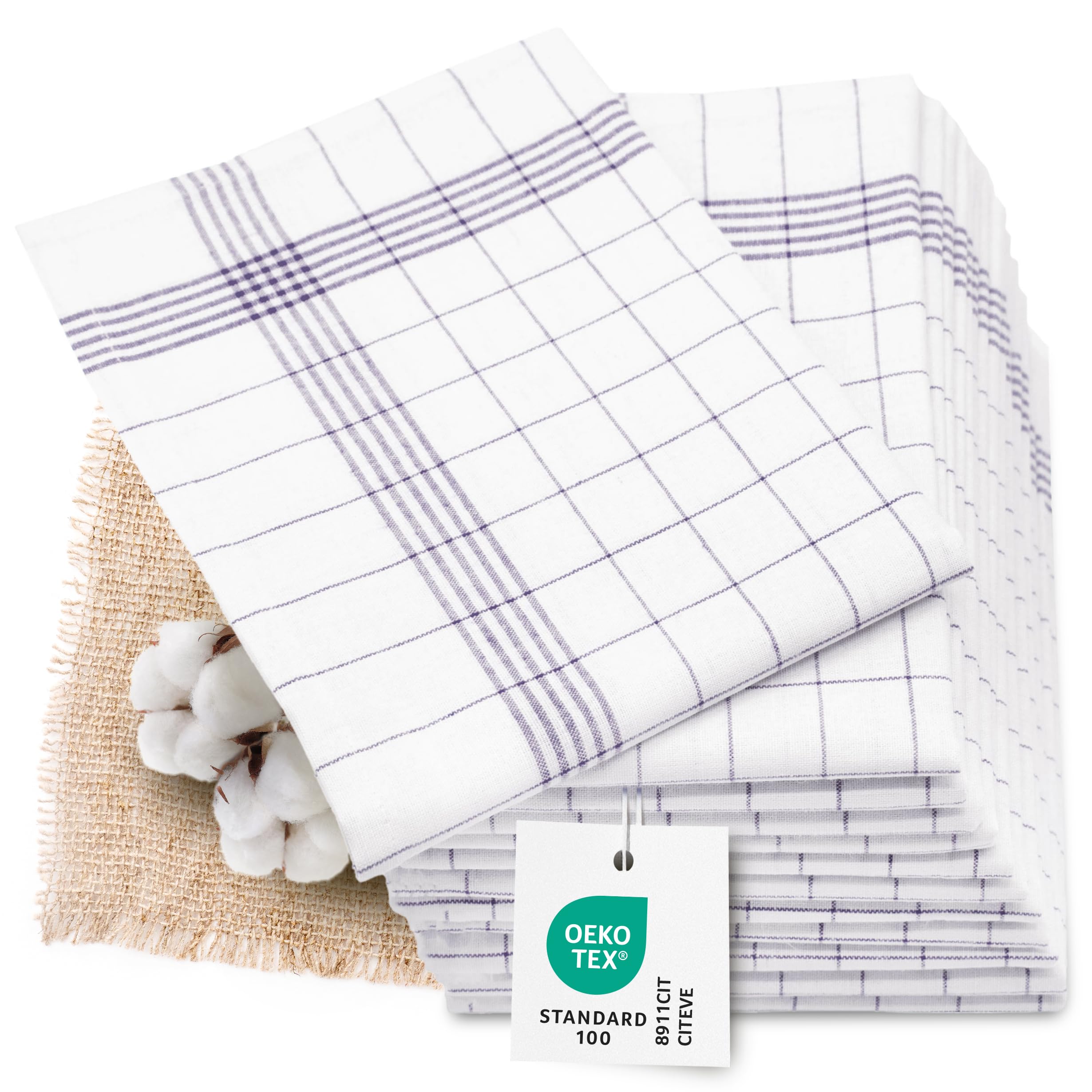 ZOLLNER 12er Set Geschirrtücher Halbleinen in 50x70 cm - super saugstarke und fusselfreie Küchentücher – waschbar bis 95°C – in grau weiß kariert - Gastronomiequalität - Oeko Tex® Zertifiziert Grau 50 x 70 cm Angebot bei HelloDeals