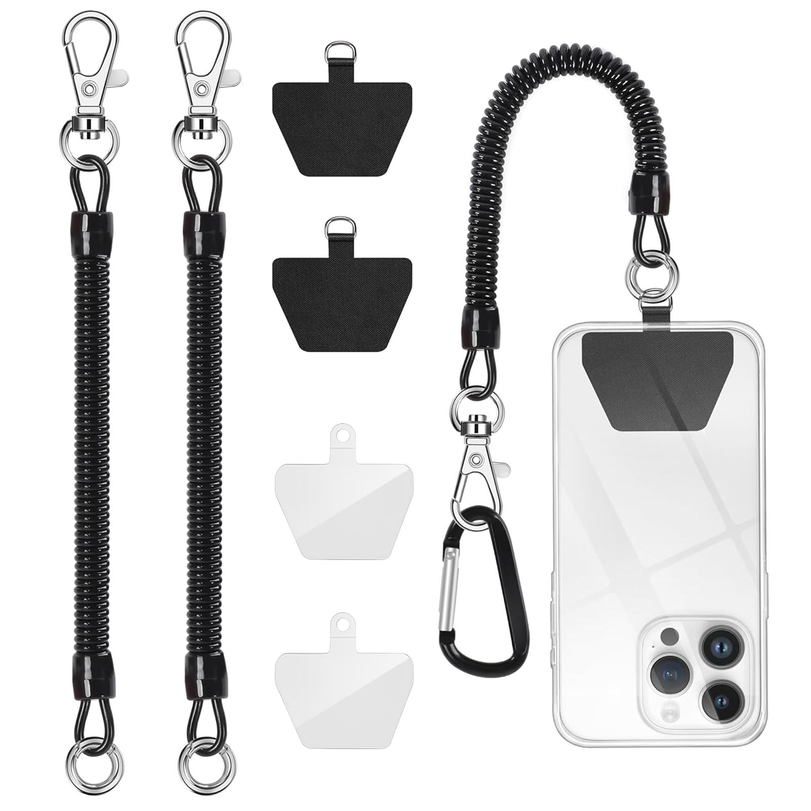 LunarCharm 2 Stück Telefonleine Diebstahlschutz-Telefongurt Federkordelbändern für Outdoor-Wandern und Klettern für die meisten Smartphones (Schwarz + Schwarz) Angebot bei HelloDeals