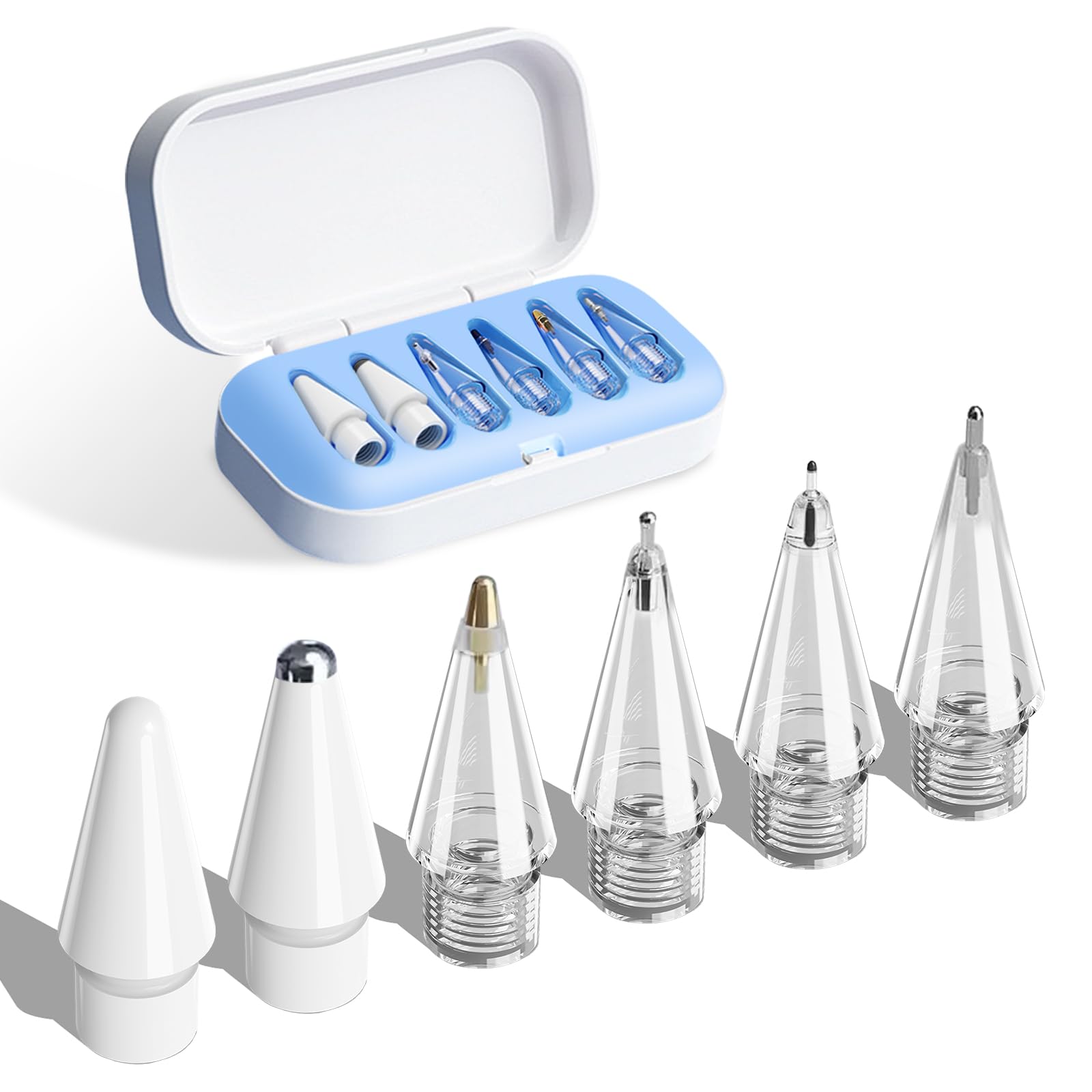 XYOFUN Ersatzspitzen für Apple Pencil Pro, iPencil Nibs Zubehör, Verbesserte Stylus Pen Spitzen mit Tragebox, Kompatibel mit Apple Pen 2nd/1st Gen & USB-C (6 in 1 - Blau) Angebot bei HelloDeals