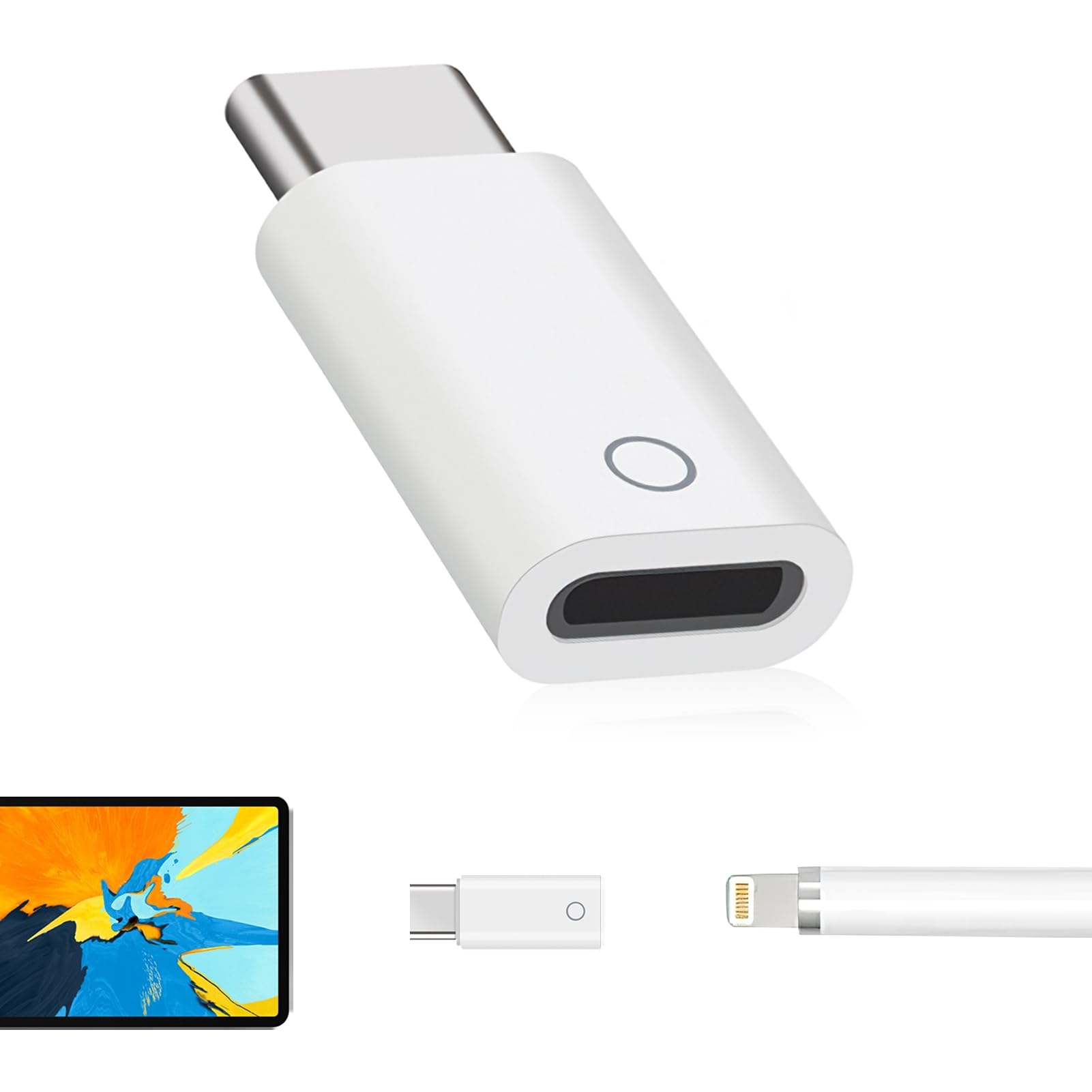 Adapter für Apple Pencil 1 auf USB-C, Ladeadapter für 1. Generation und iPad 10th Gen, Unterstützt Bluetooth Kopplung (Weiß) Angebot bei HelloDeals