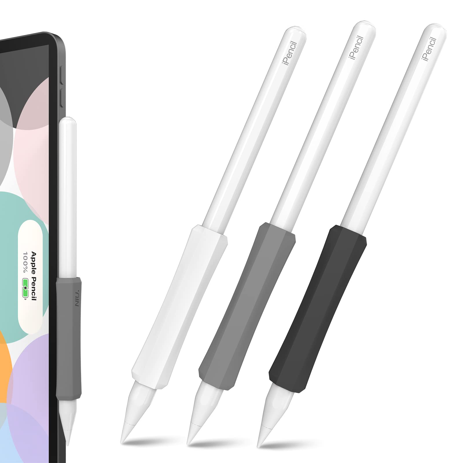 NIUTRENDZ 3 Stück Silikon Griff für Apple Pencil 2. Generation, Apple Pencil Pro& USB-C Schutzhülle Zubehör Ergonomisches Design Ärmel Halter【Magnetisches Aufladen & Double Tap】 Apple Pencil 2nd Weiß+Grau+Schwarz Angebot bei HelloDeals
