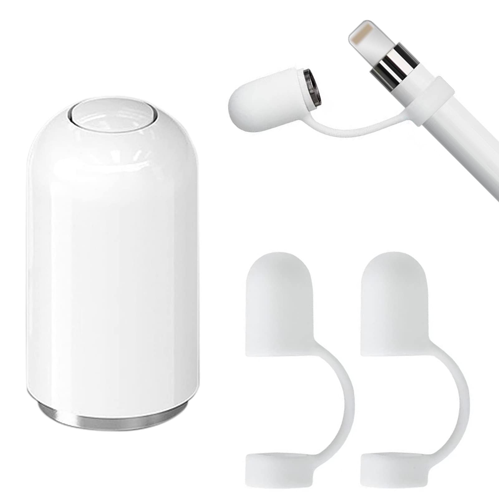 Lamkrtlp Pencil Kappe (1 Stück Weiß Kappe + 2 Stück Kappenhalter), iPencil Magnetische Ersatzkappe und Halter Angebot bei HelloDeals