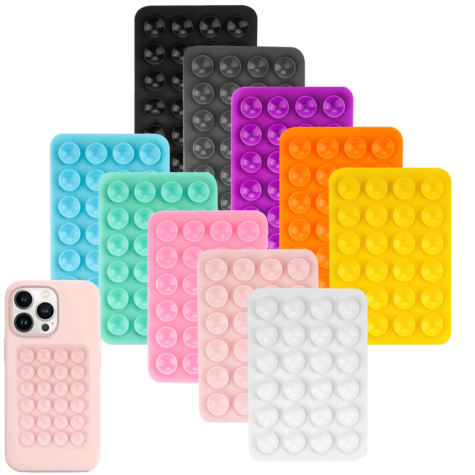 benlidoner 10 Stück Silikon Handy Saugnapf, 10 Farben Handy Noppen Halter Rückseite, Freihändig Sticky Handy Kleber Rückseite Saugnapf, Saugnapf Handyhülle für Selfies und Videos mit dem Handy Angebot bei HelloDeals
