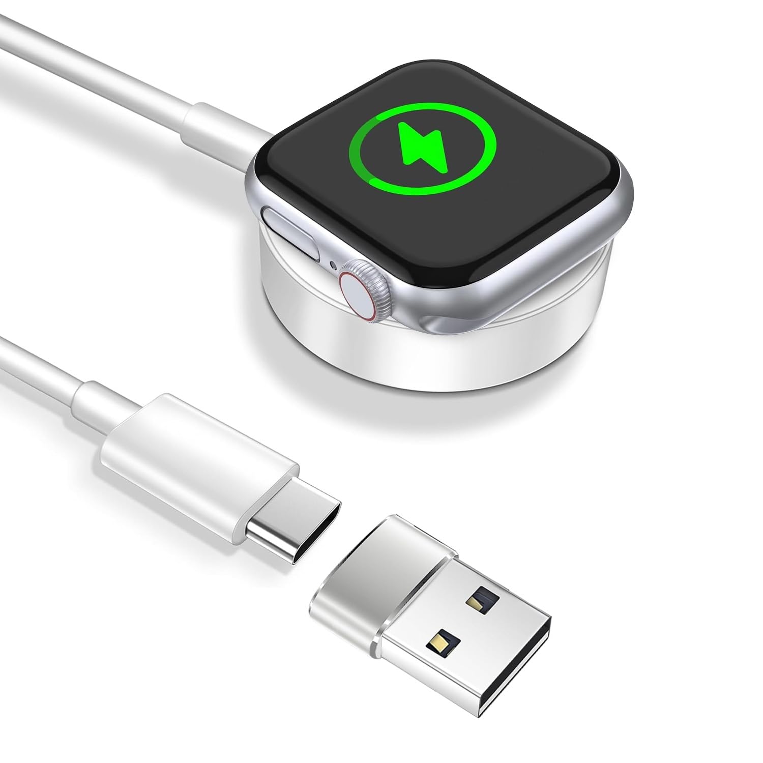 Schnell Ladekabel für Apple Watch - imodomio 1M USB C-USB A Schnellladegerät Kompatibel mit iWatch Series 10/9/8/7/6/5/4/3/2 (Kein Adapter) Angebot bei HelloDeals