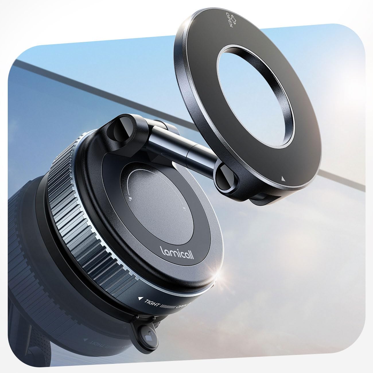 Lamicall Magnetischer Handyhalterung Auto für Magsafe Autohalterung - [TOP Vakuum Saugnapf & 24X Magnete] Mag Safehalterung Auto Handy Halterung, 360° Drehbar KFZ Halter für iPhone 17 16 15 14 Pro Max Schwarz Angebot bei HelloDeals