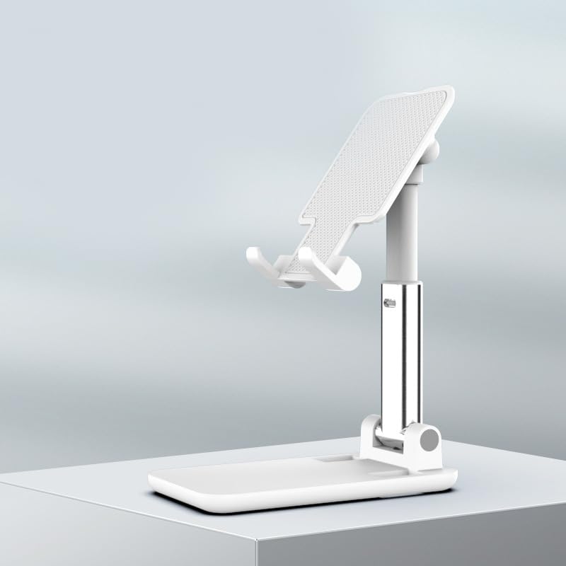 Universeller Handy-Ständer, faltbarer Schreibtisch-Handyhalter mit rutschfester Halterung, höhenverstellbare Handyhalterung, kompatibel mit allen Smartphones oder Pads/Tablets, Weiß Weiss/opulenter Garten Angebot bei HelloDeals