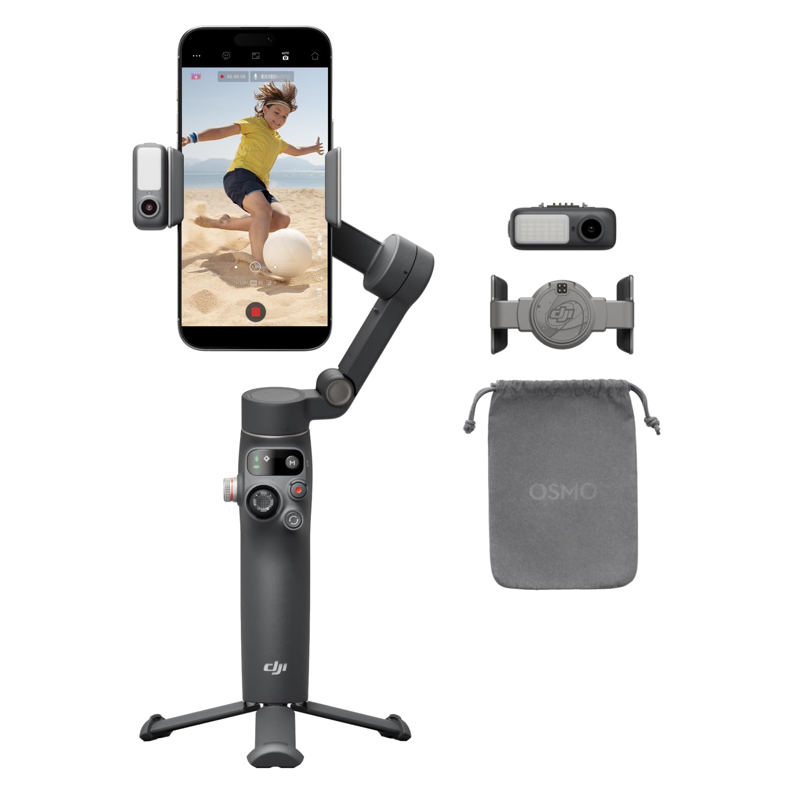 DJI Osmo Mobile 7P Gimbal-Stabilisator für iPhone, Android, Natives Tracking, Beleuchtung, 3-Achsen-Smartphone-Gimbal, schneller Start, EIN-klick-Bearbeitung, integrierter Verlängerungsstab & Stativ Angebot bei HelloDeals