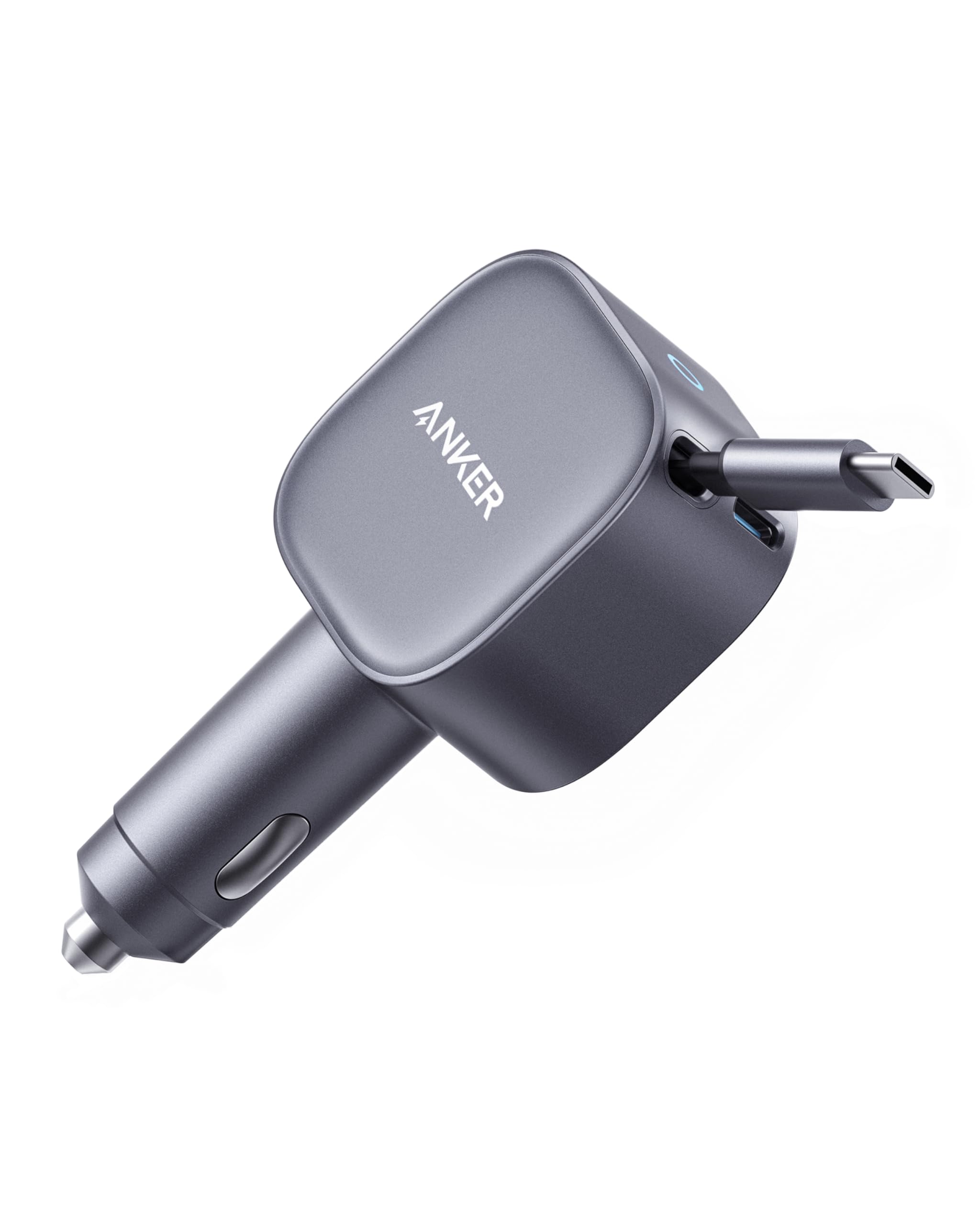 Anker USB-C Kfz-Ladegerät, 75W Max. Ultra-kompaktes Typ-C Kfz-Schnellladegerät, Integriertes einziehbares Kabel, Autonetzteil für iPhone 16/15 Serie, MacBook Pro/Air, iPad, Galaxy, AirPods Angebot bei HelloDeals