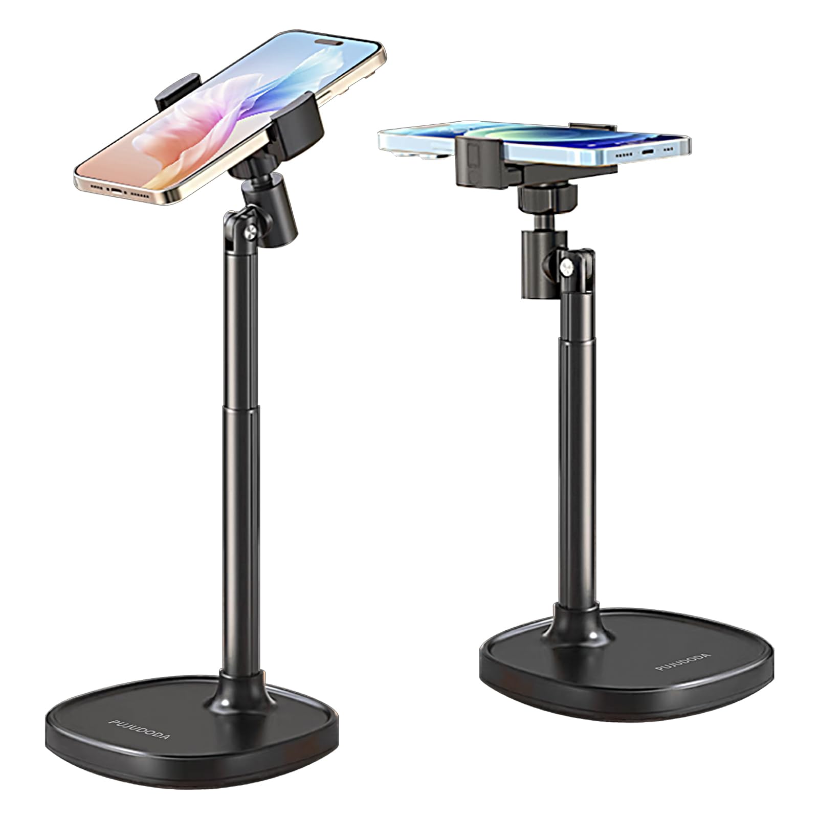 PUJUDODA Handyhalterung Tisch,Mehrwinklig Verstellbarer Handyhalter,Einziehbarer Aluminium Handy Ständer Tisch für iPhone15/14/13/12/11,Galaxy usw. Schwarz Angebot bei HelloDeals